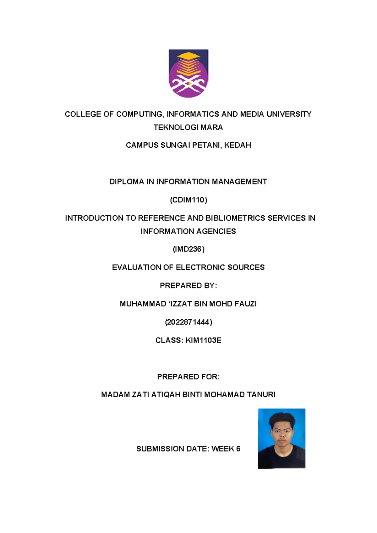 IMD 236 INDV Assignment - COLLEGE OF COMPUTING, INFORMATICS AND MEDIA ...