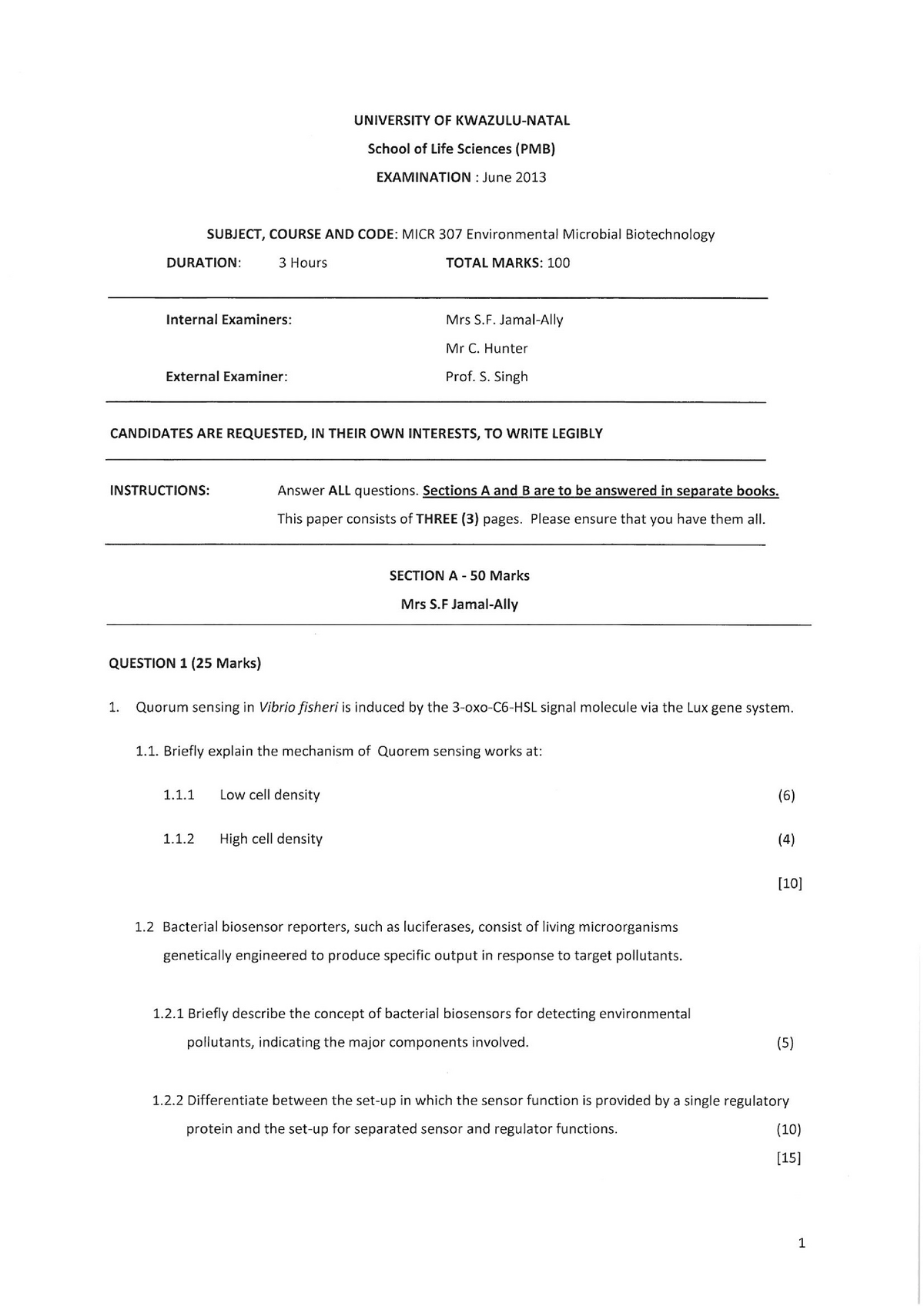 Exam 2013, questions - MICR307 - Studocu