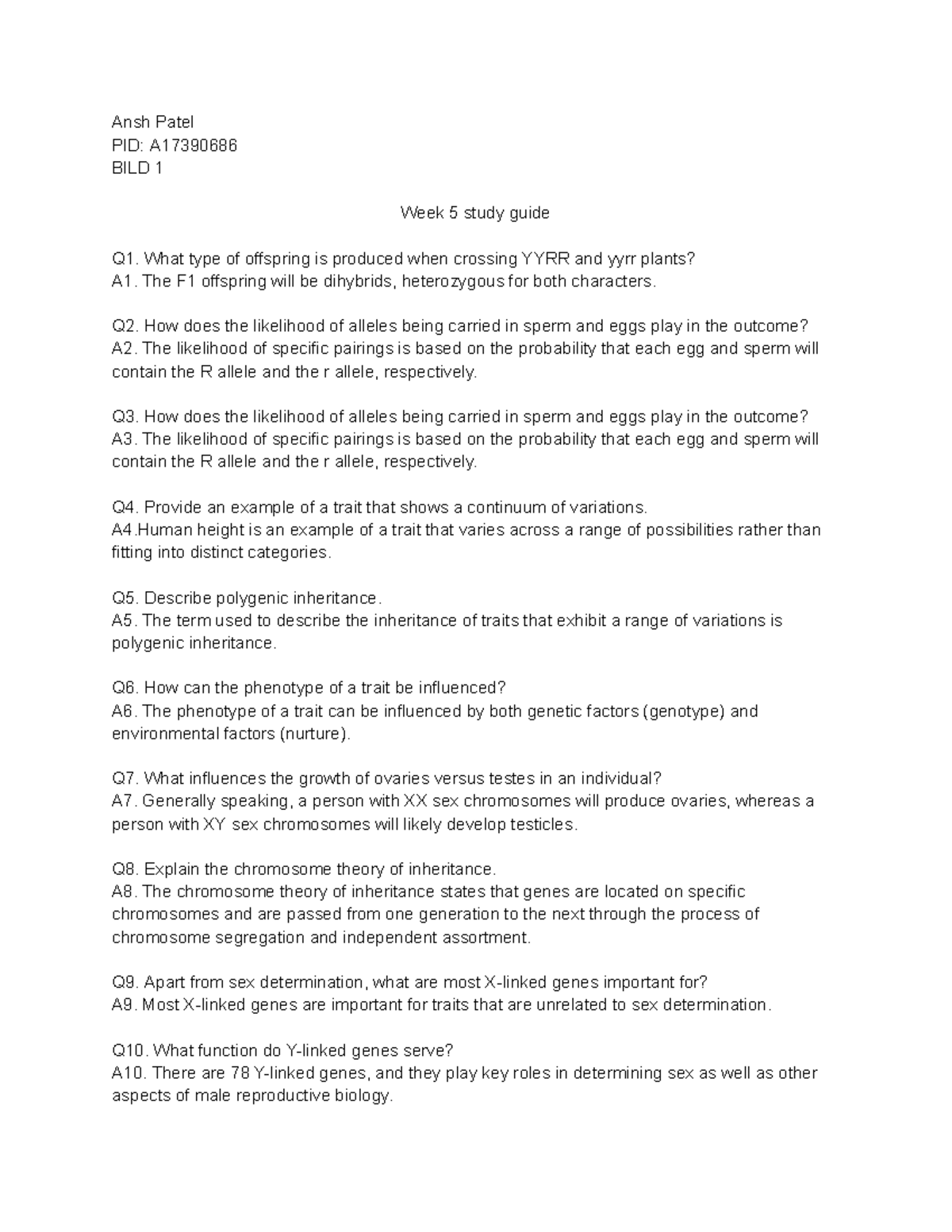 practice questions week 5 - Ansh Patel PID: A BILD 1 Week 5 study guide ...