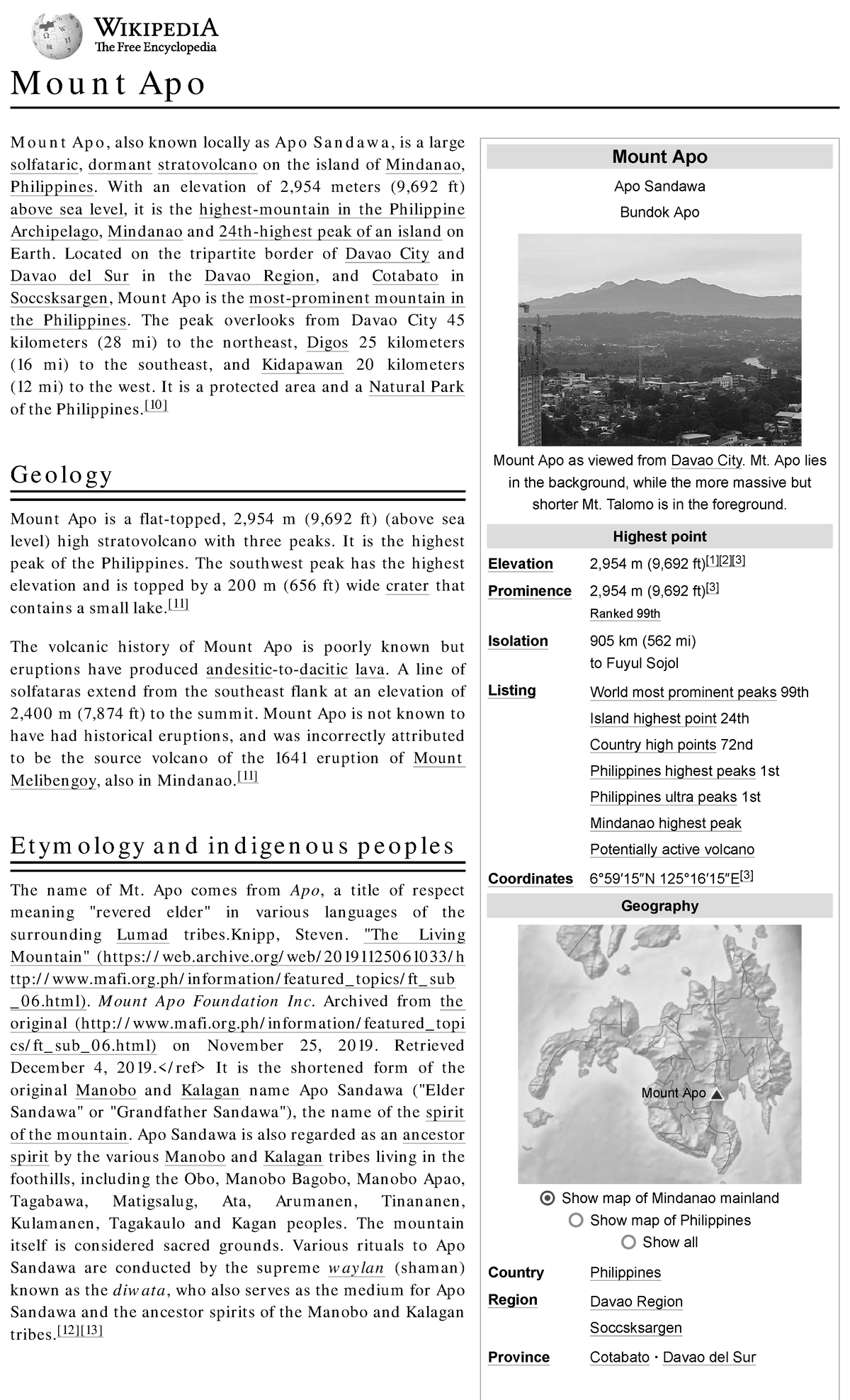 Mount Apo - Wikipedia - Summary information for research - Mount Apo ...