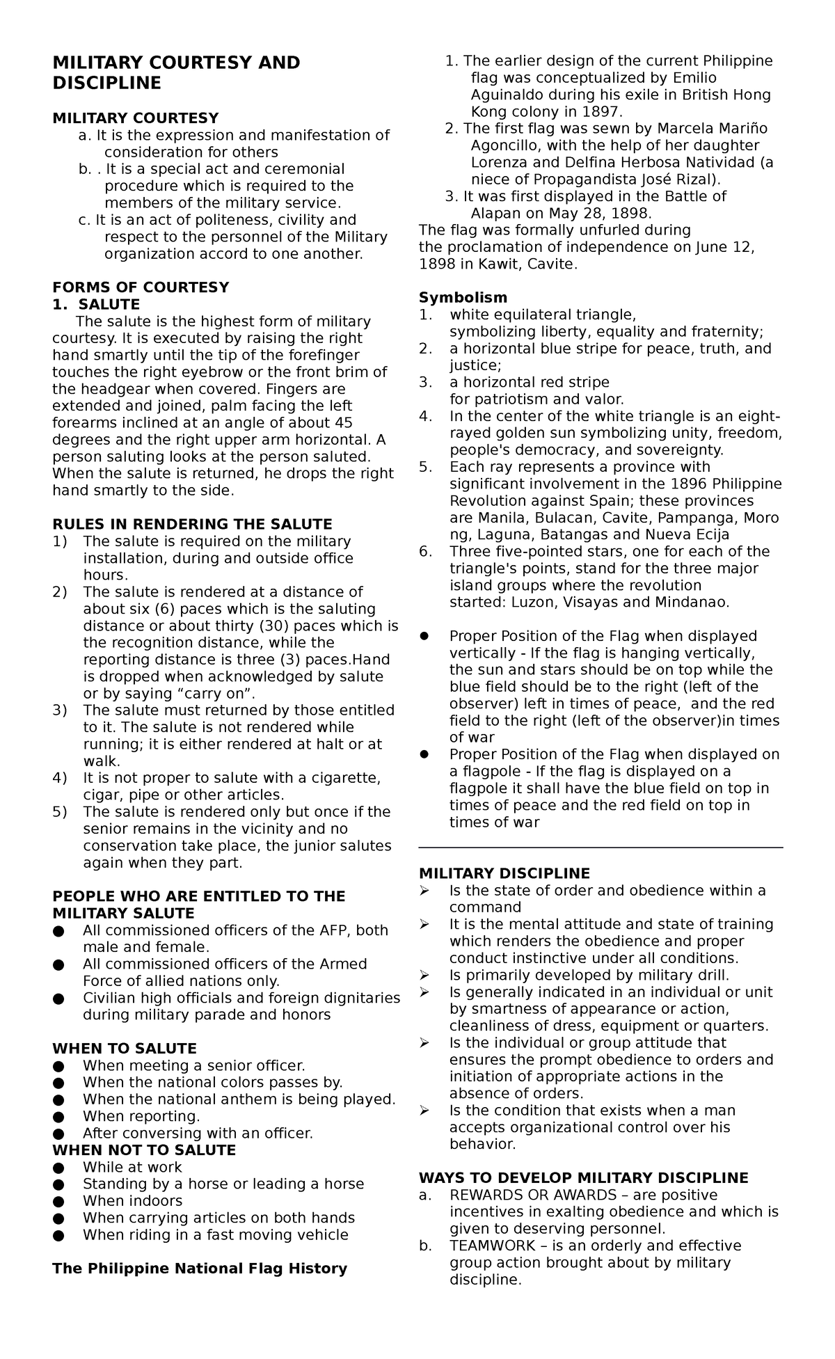 Mod1-MCD-1 - bdjsjsbduid - MILITARY COURTESY AND DISCIPLINE MILITARY ...