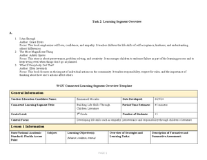 C970 Task2 v3 - Children's Literature - WGU Connected Learning Segment ...