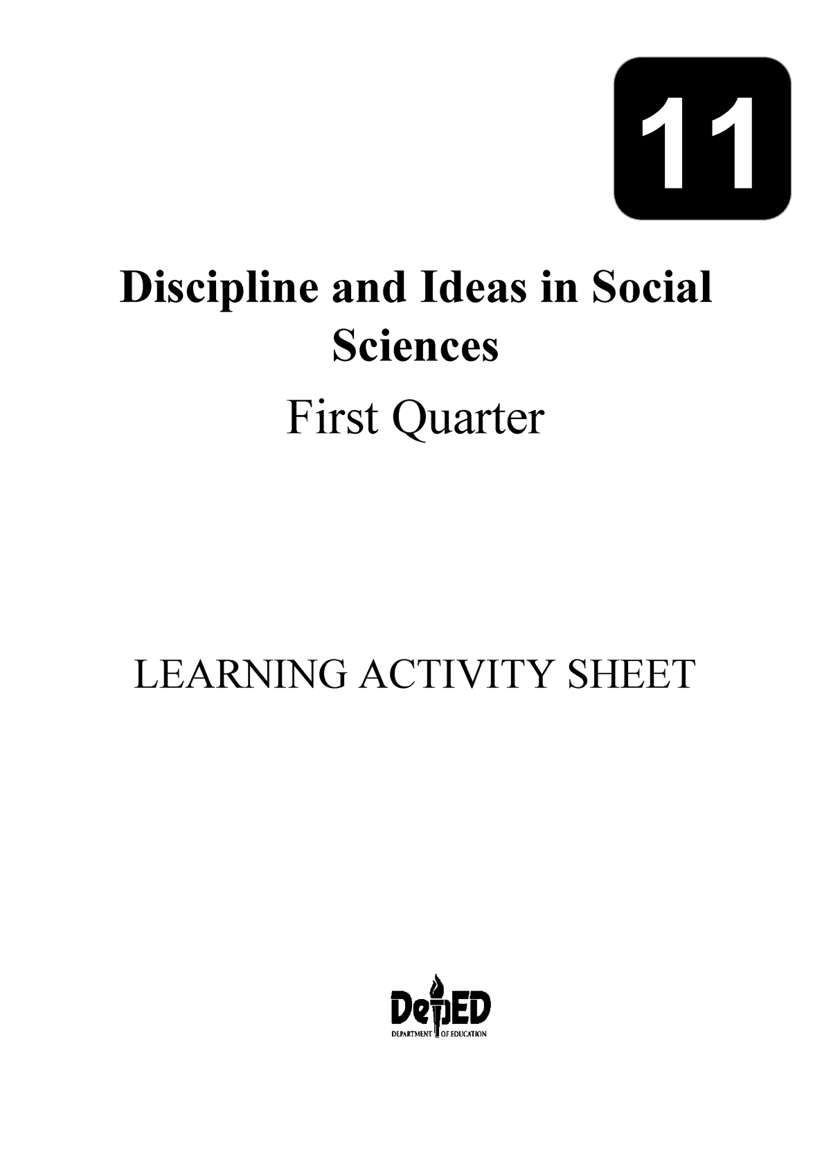 Disciplines In Social Sciences Learning Activity Sheets Discipline And Ideas In Social