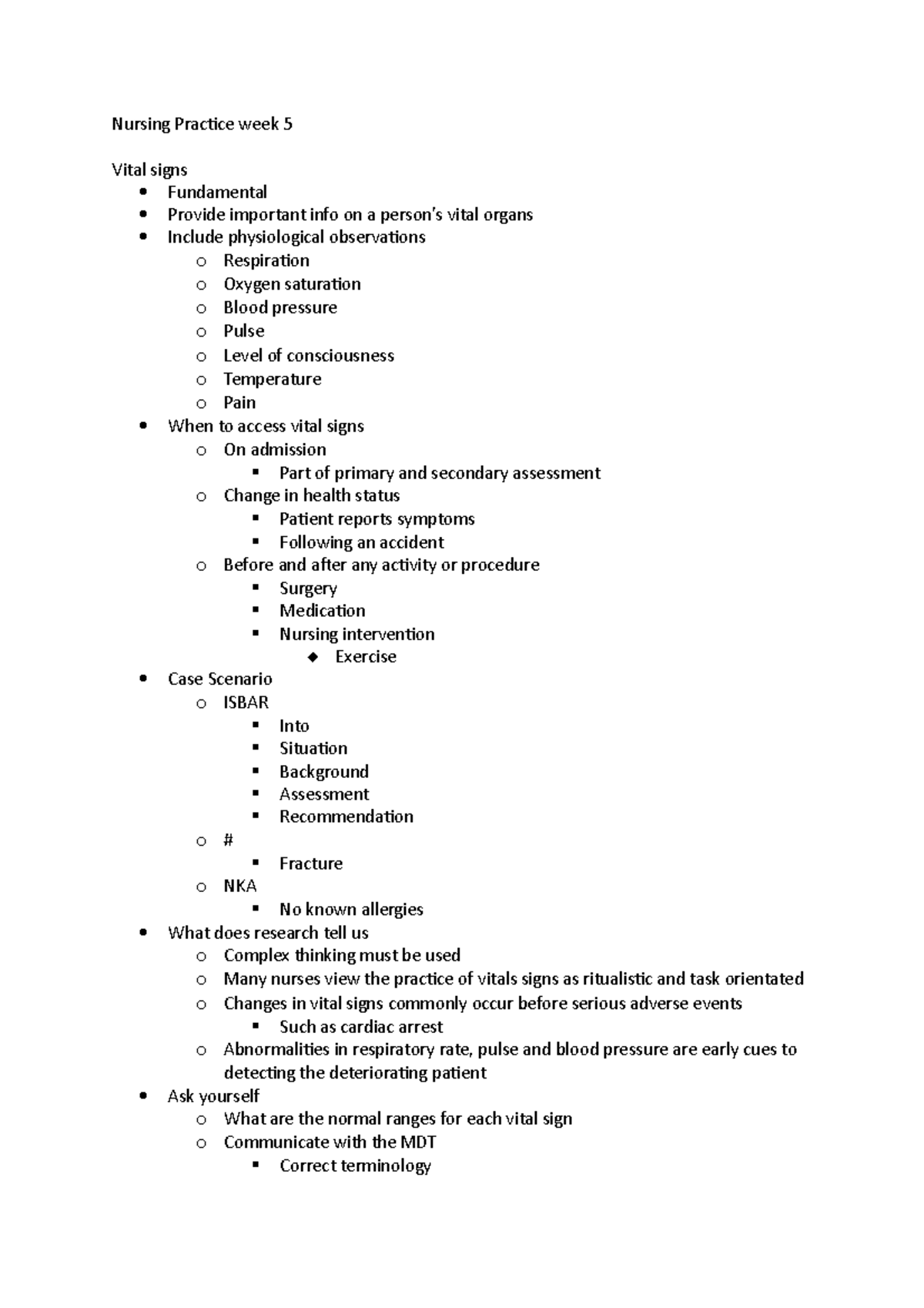 NP1 Week 5 - Nursing Practice Lecture Notes Week 5 - Nursing Practice ...