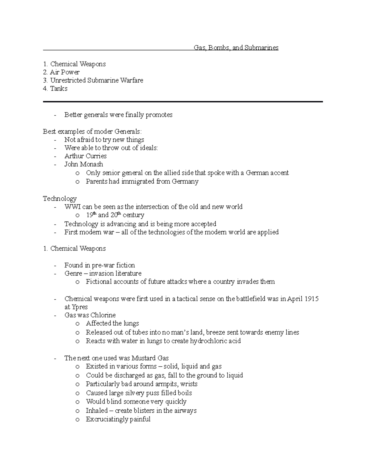 1810 Gas, Bombs, and Submarines Gas, Bombs, and Submarines Chemical