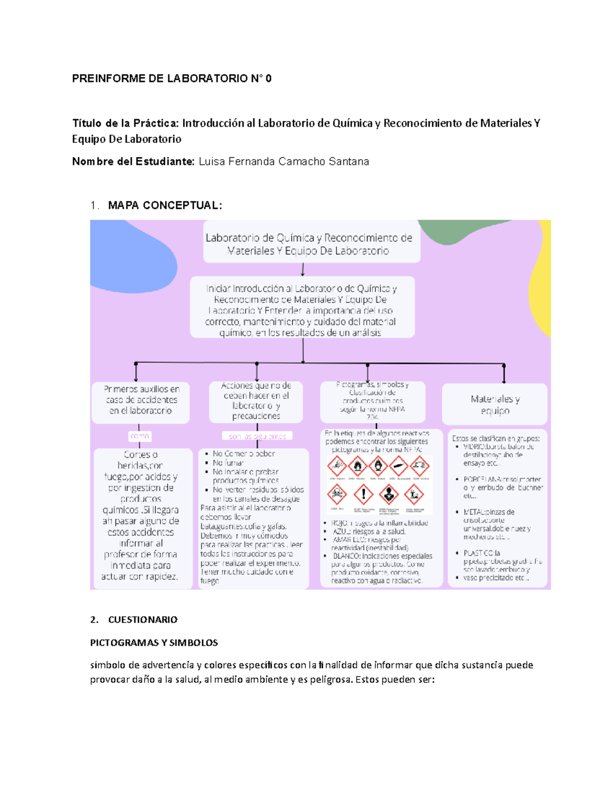 Preinforme DE Laboratorio 0 - PREINFORME DE LABORATORIO N° 0 Título De ...