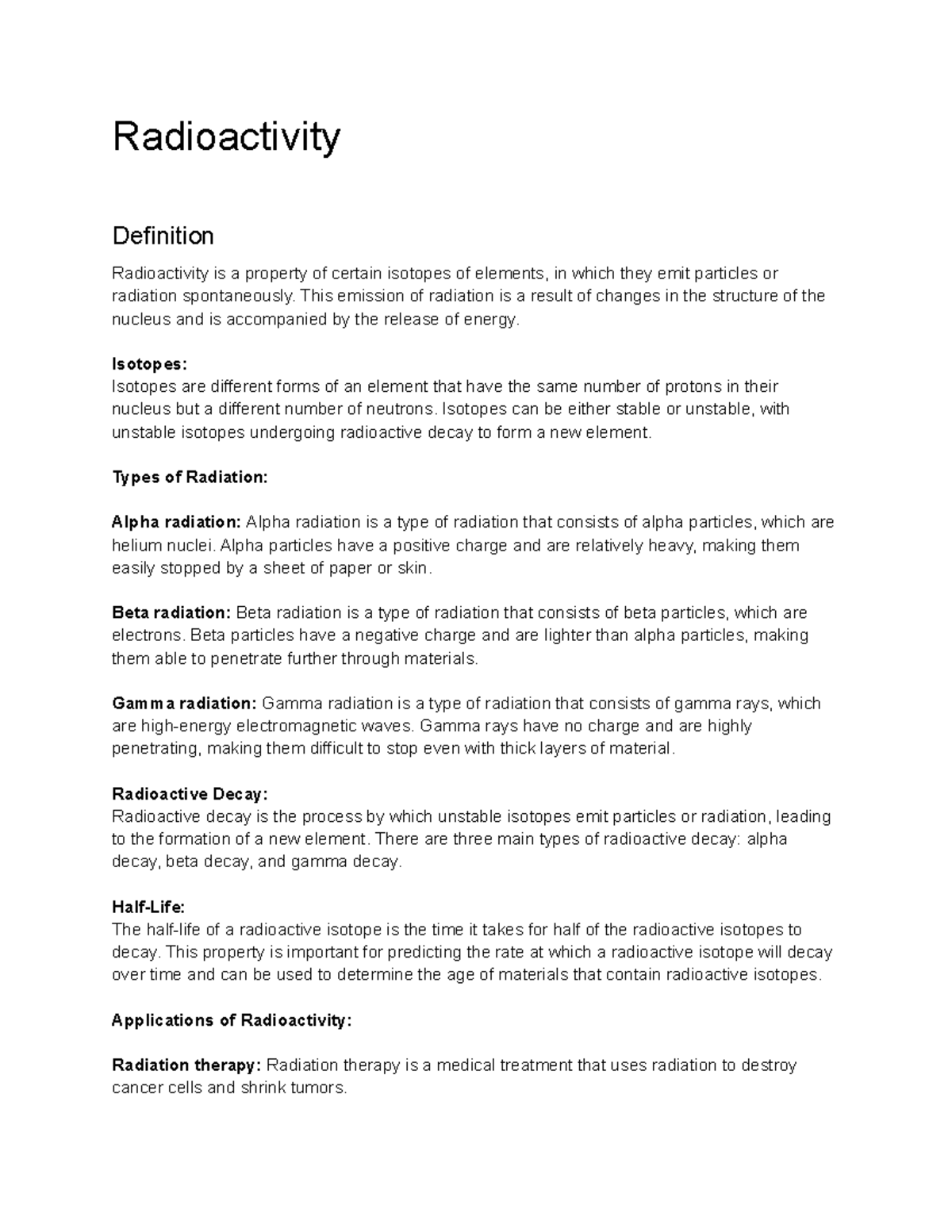 General Chemistry I (CHM1010) Lecture 39 Radioactivity