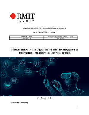 Product Innovation Management Assigment 1 LF01 Group 6 -1 - MKTG 1270 ...