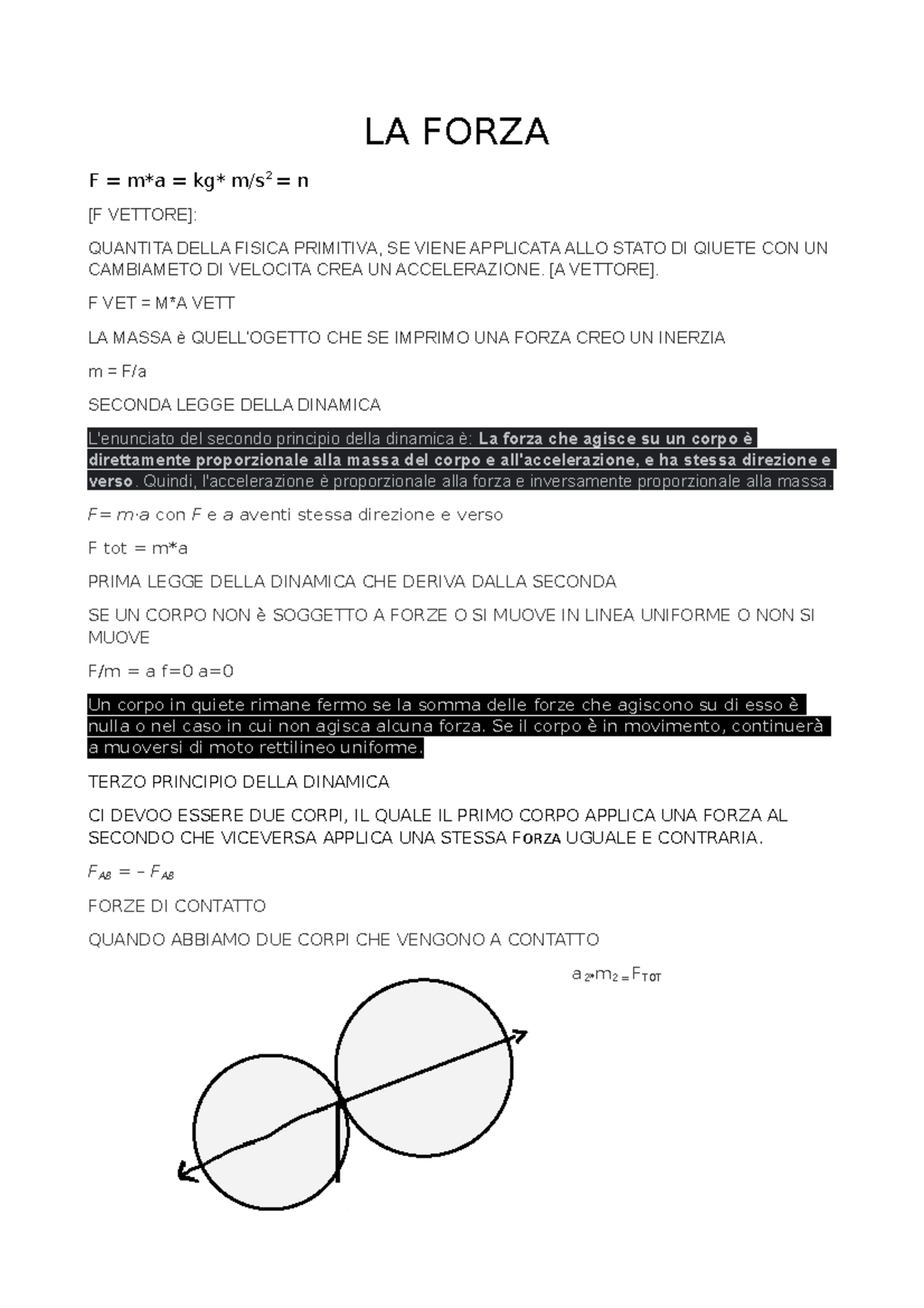 la-forza-fisica-riassunto-1-anno-la-forza-f-ma-kg-m-s-2-n-f