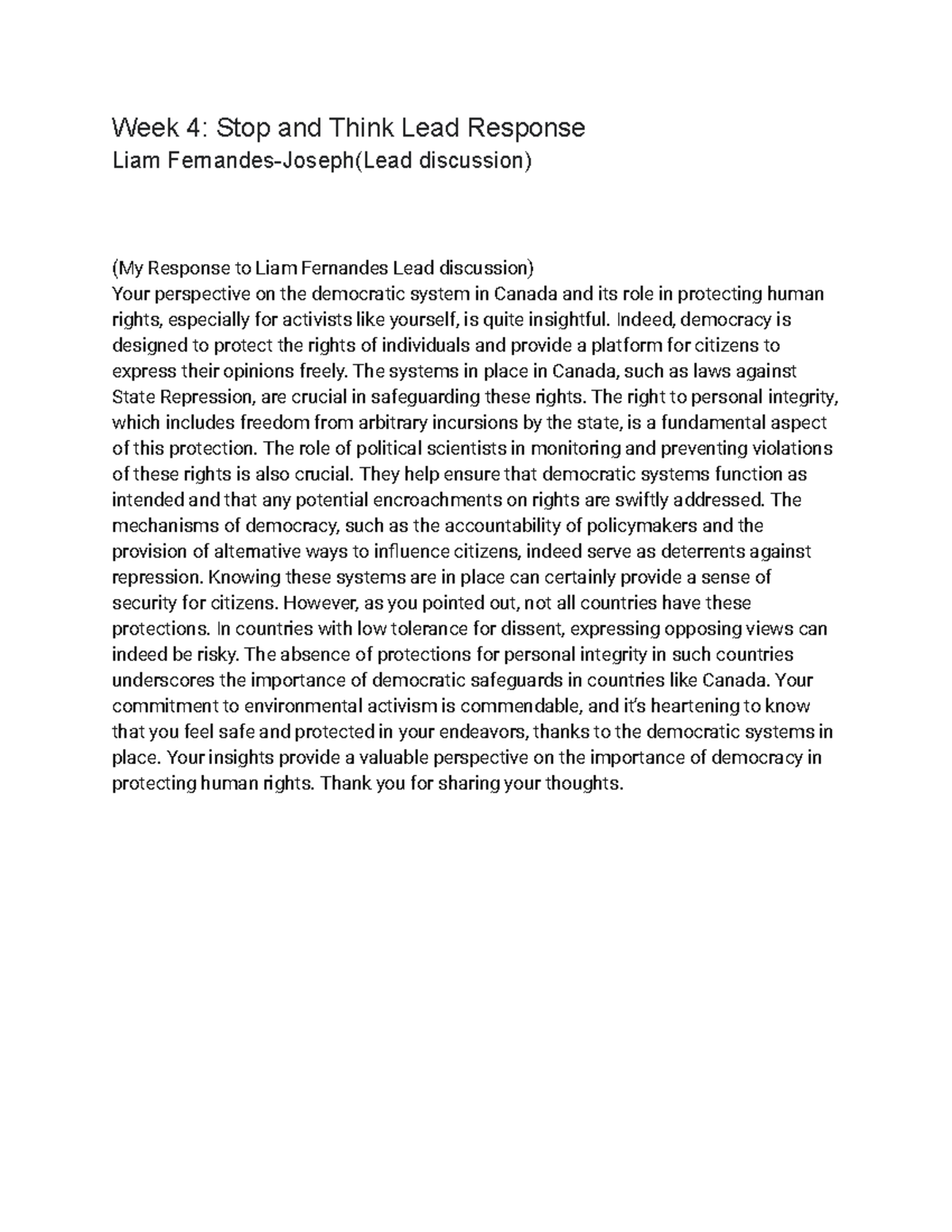 Hr260 (response lead question) - Week 4: Stop and Think Lead Response ...