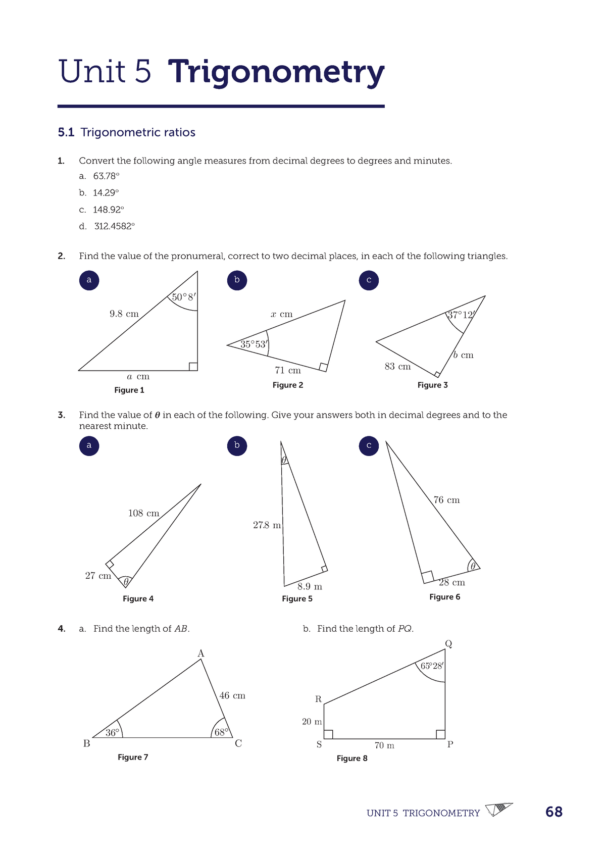 Unit 5 Gen Maths 1 Practice Questions - 5 Trigonometric ratios Unit 5 ...