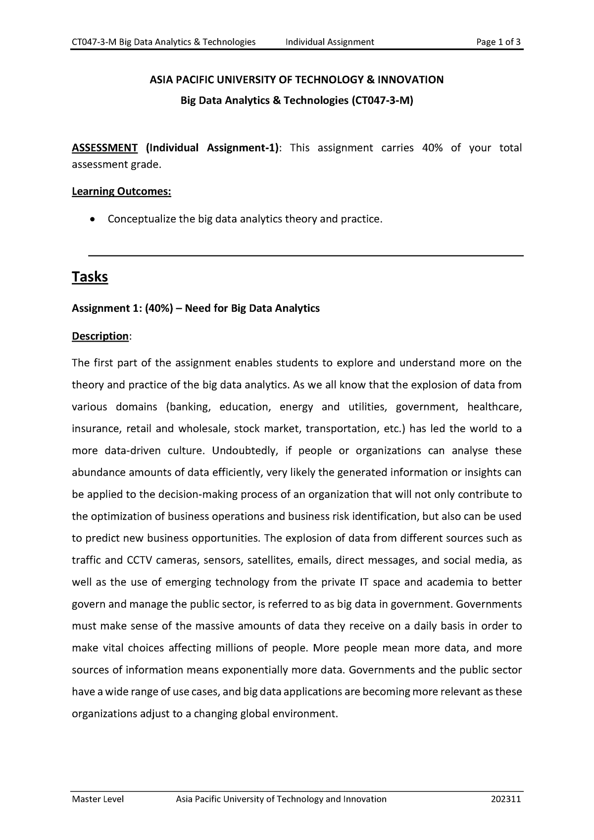 1 BDAT - Assignment - Part 1 - Apumf 2311 - CT047- 3 - M Big Data ...