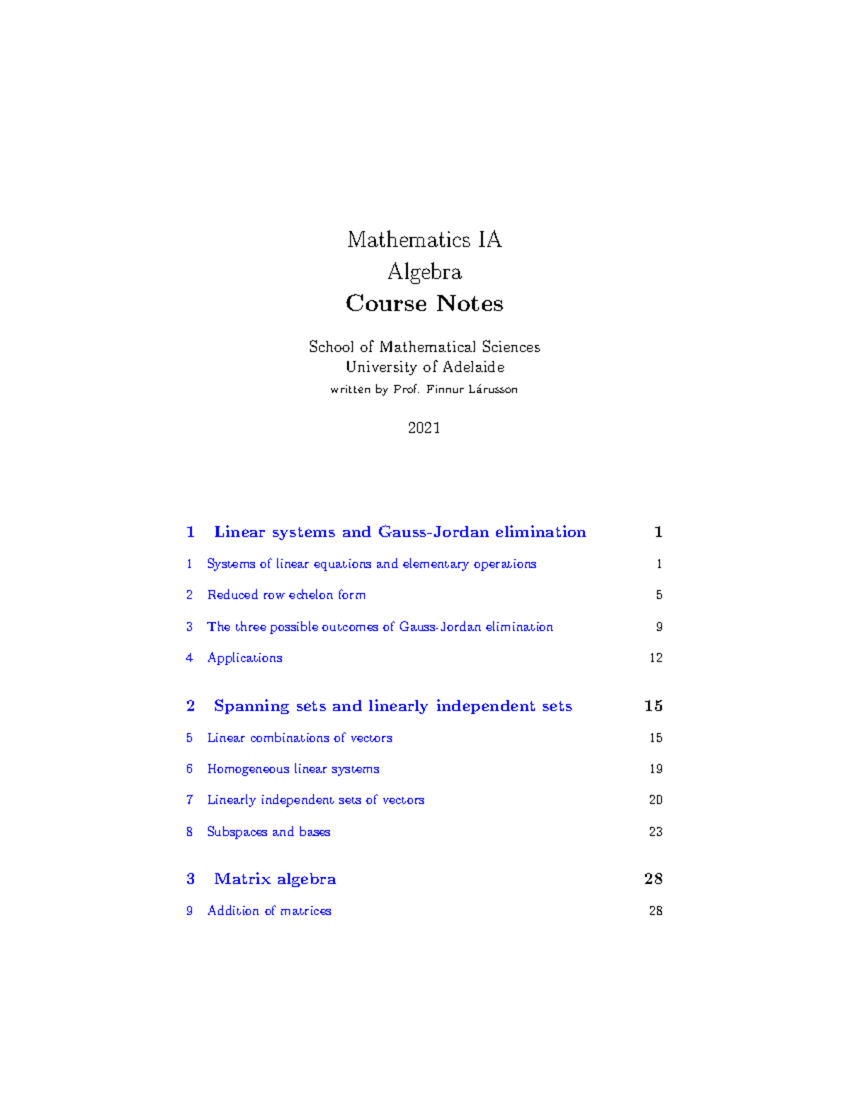Maths IA Algebra Course Notes 2021 - Mathematics IA Algebra Course ...