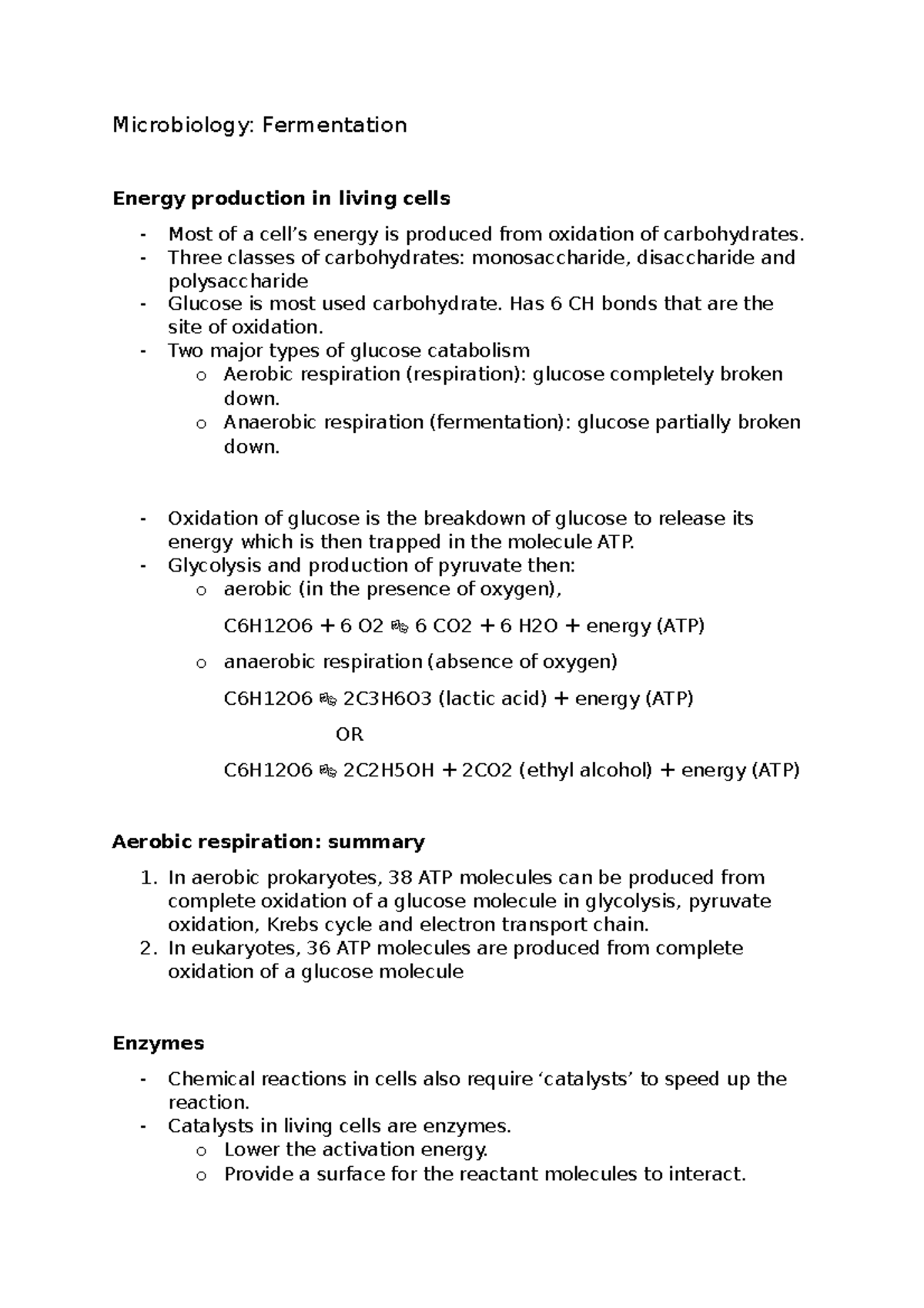 Microbiology Fermentation Microbiology Fermentation Energy