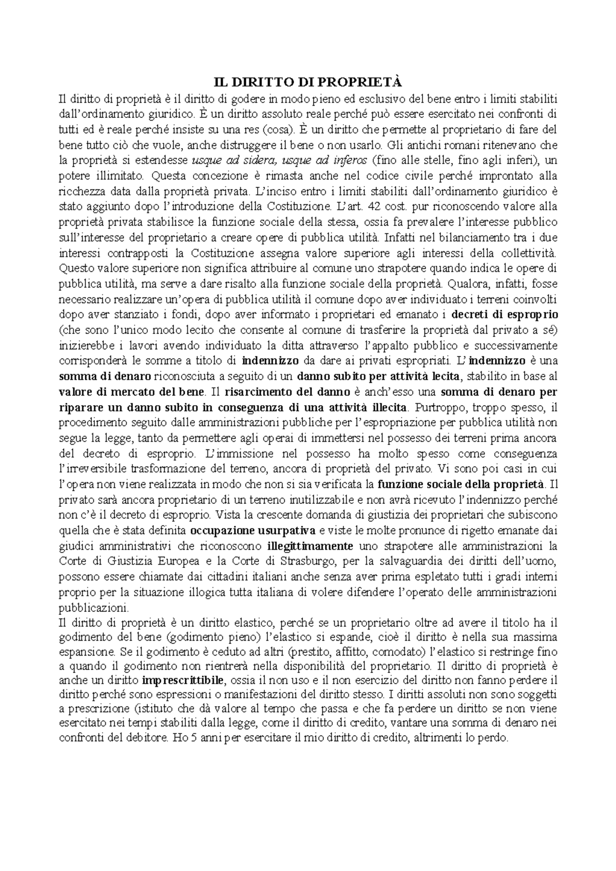 IL Diritto DI Proprietà IL DIRITTO DI PROPRIETÀ Il diritto di