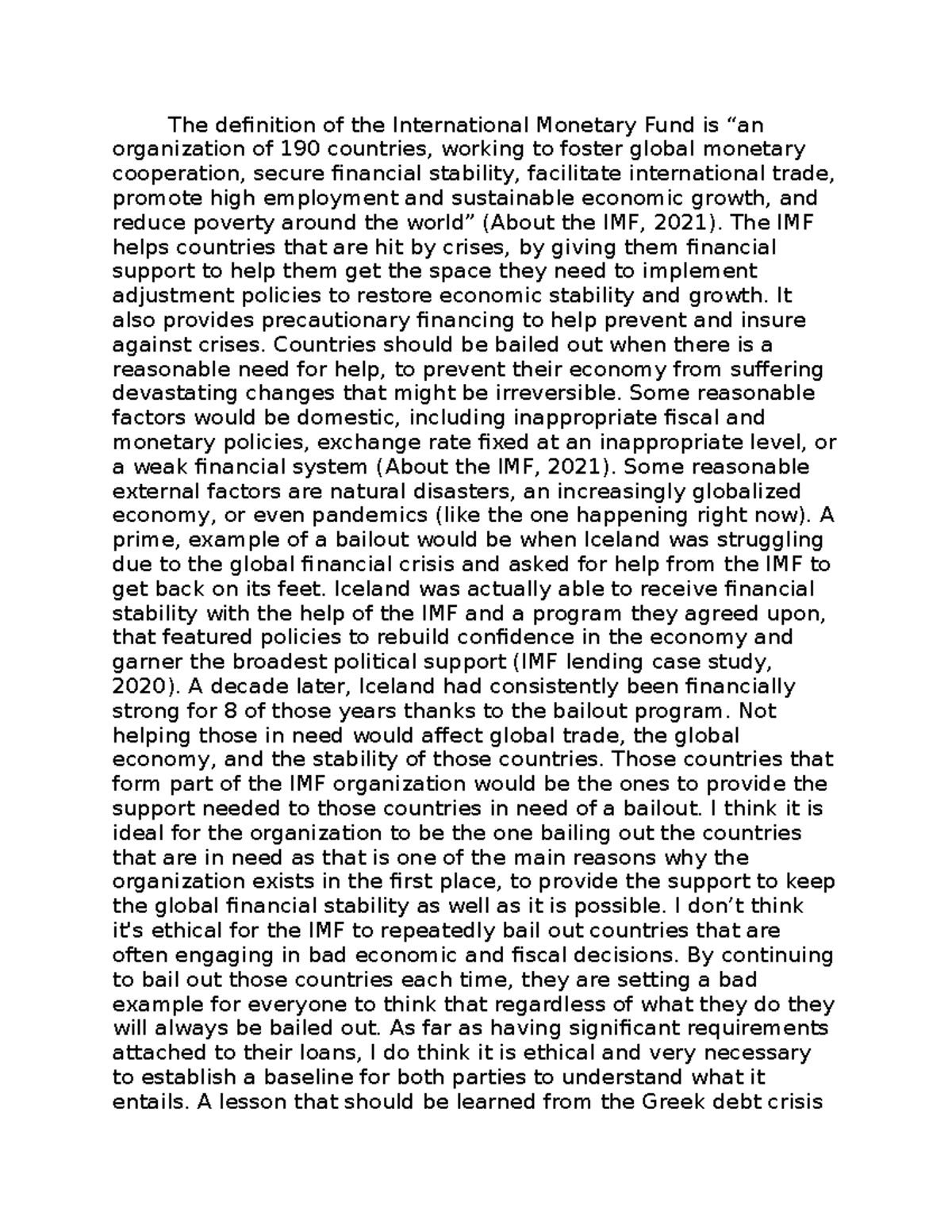 4-1 discussion - The definition of the International Monetary Fund is ...