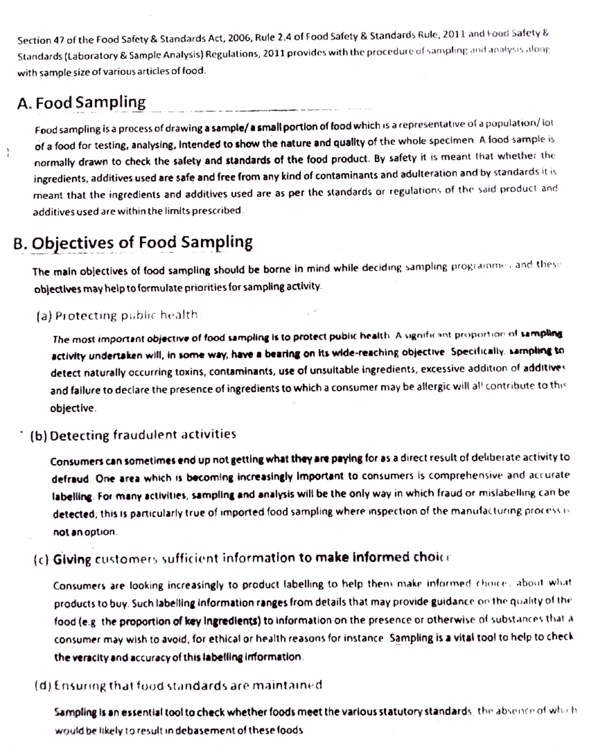 Food sampling - Section 47 of the Food Safety & Standards Act, 2006 ...