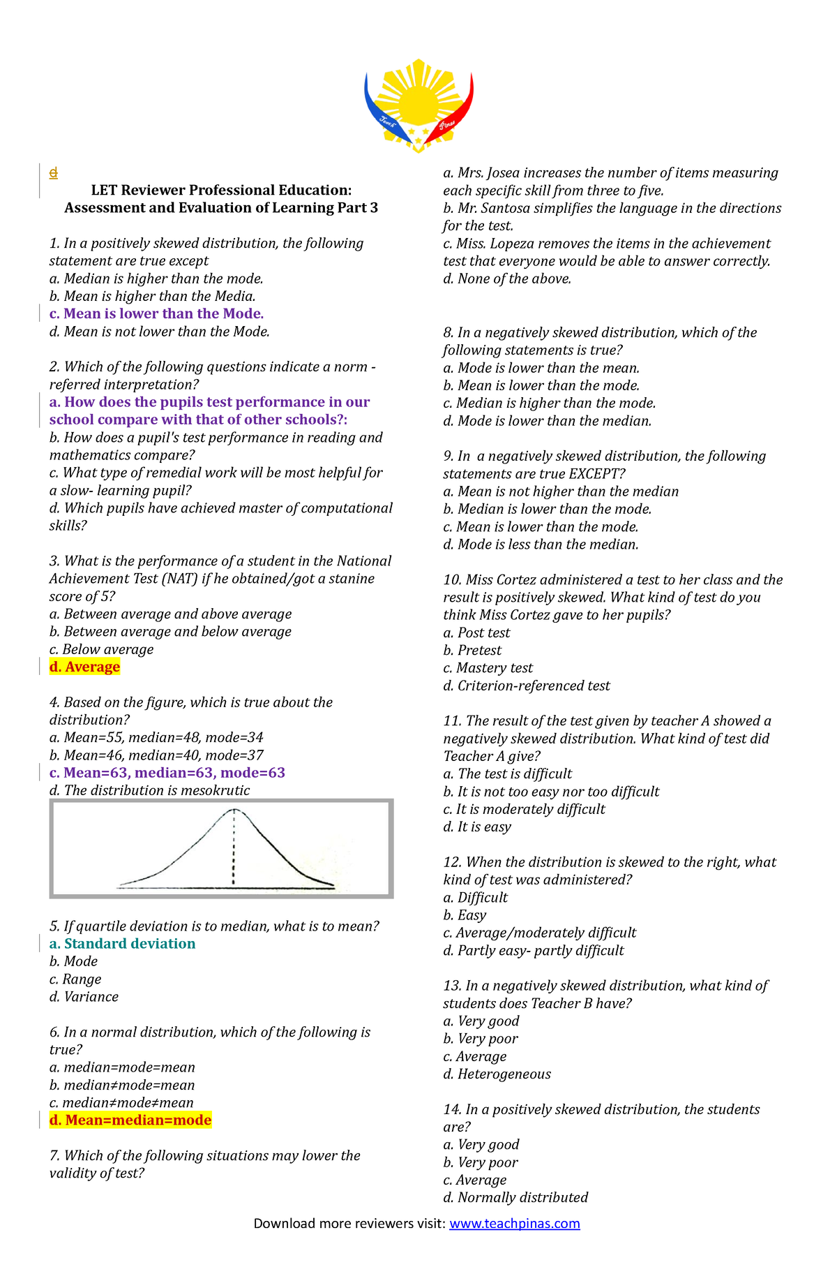 Assessment And Evaluation Of Learning Part 3 - D LET Reviewer ...