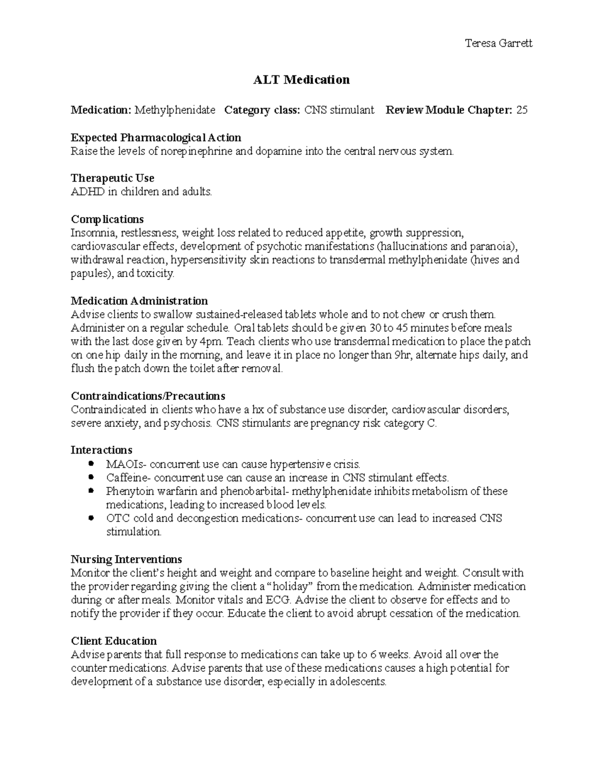 ALT 2 MHB - alts - Teresa Garrett ALT Medication Medication ...