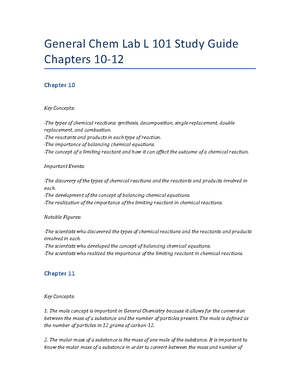 General Chem Lab L 101 Study Guide Chapters 22-24 - General Chem Lab L ...