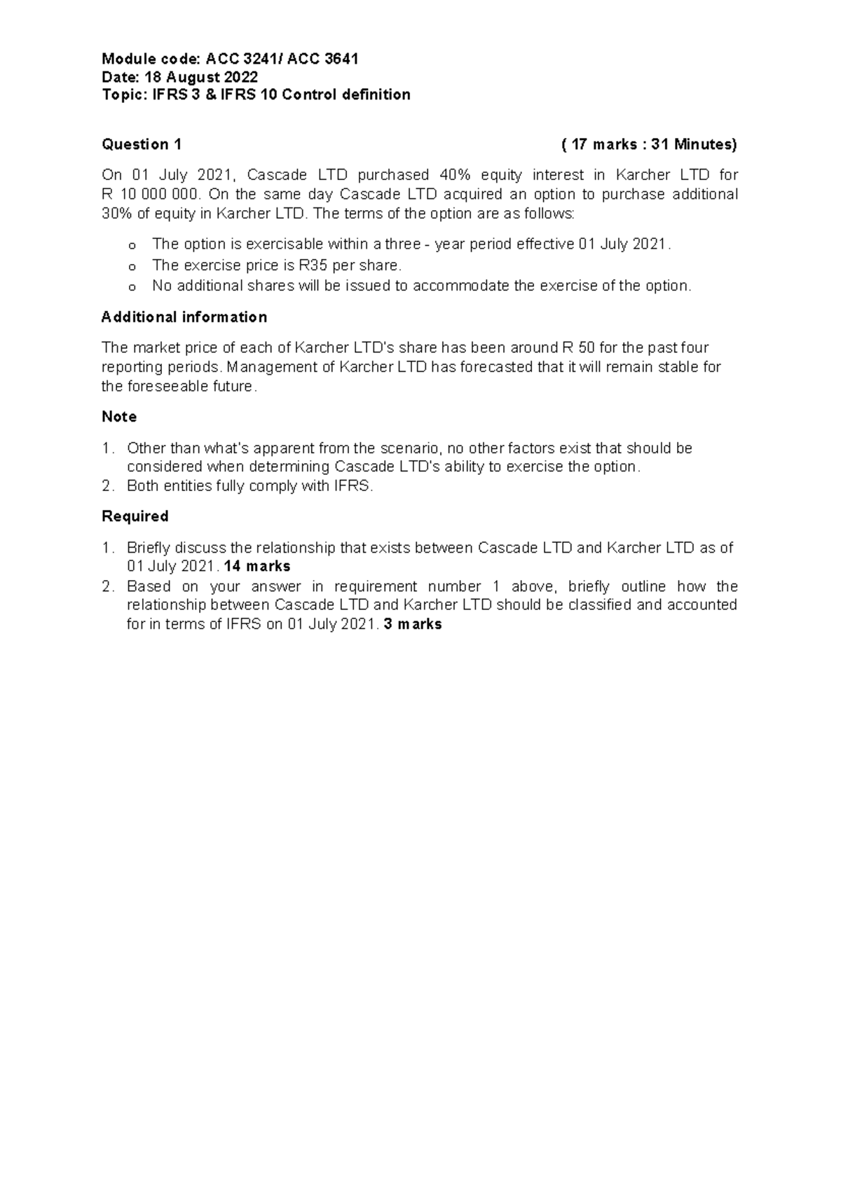 IFRS 3 & IFRS 10 class example 2022-09-01 17 33 21 - Date: 18 August ...