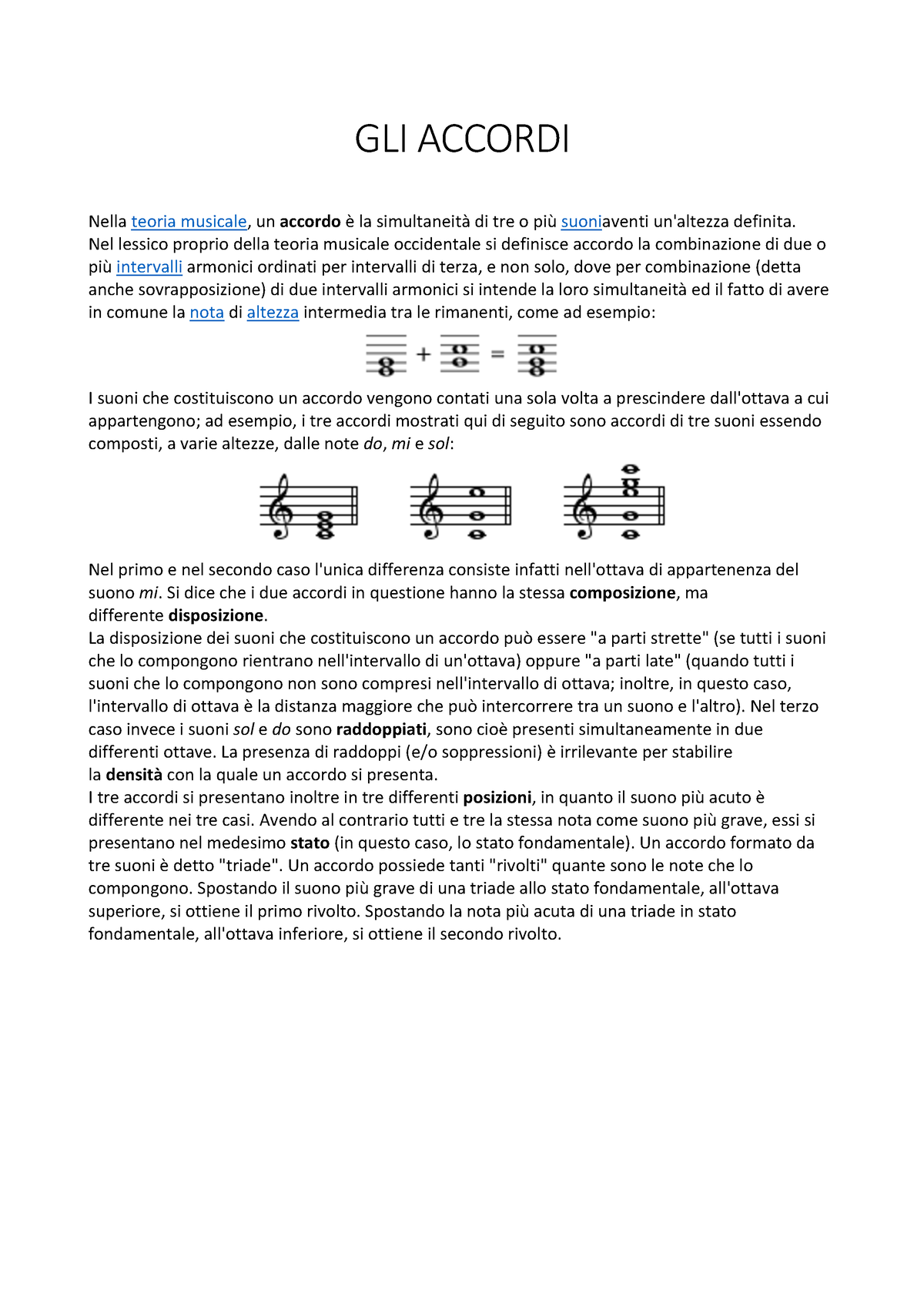 GLI Accordi - GLI ACCORDI Nella Teoria Musicale, Un Accordo è La ...