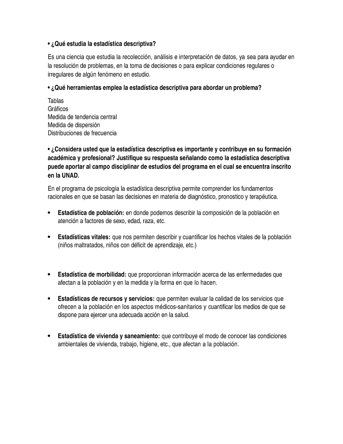 Qué estudia la estadística descriptiva Estadistica