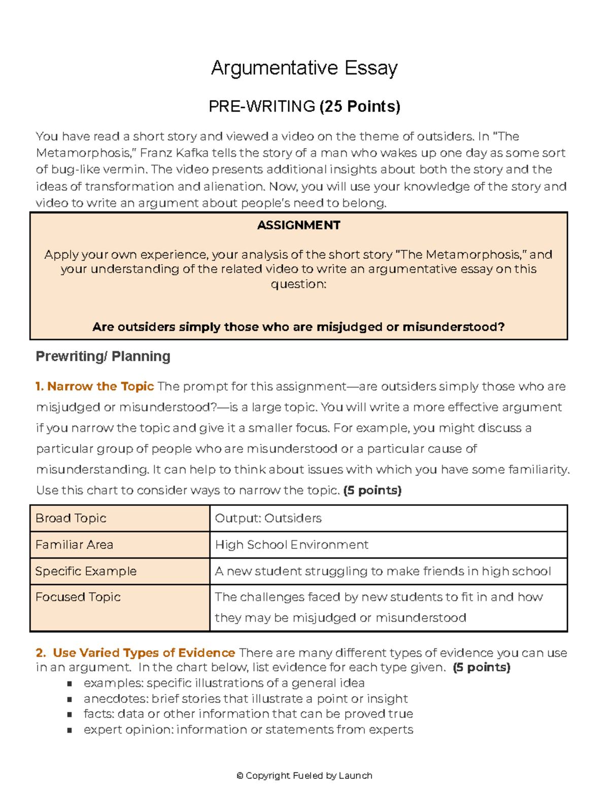 argumentative essay pre writing