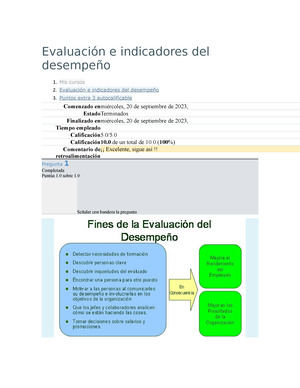 Puntos Extra 1 - Evaluación E Indicadores Del Desempeño - Studocu