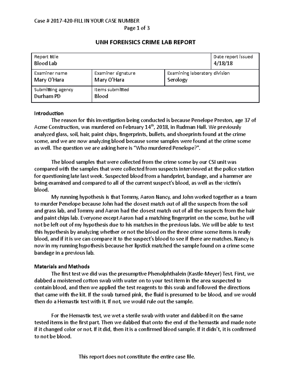 Blood work analysis breakdown picture