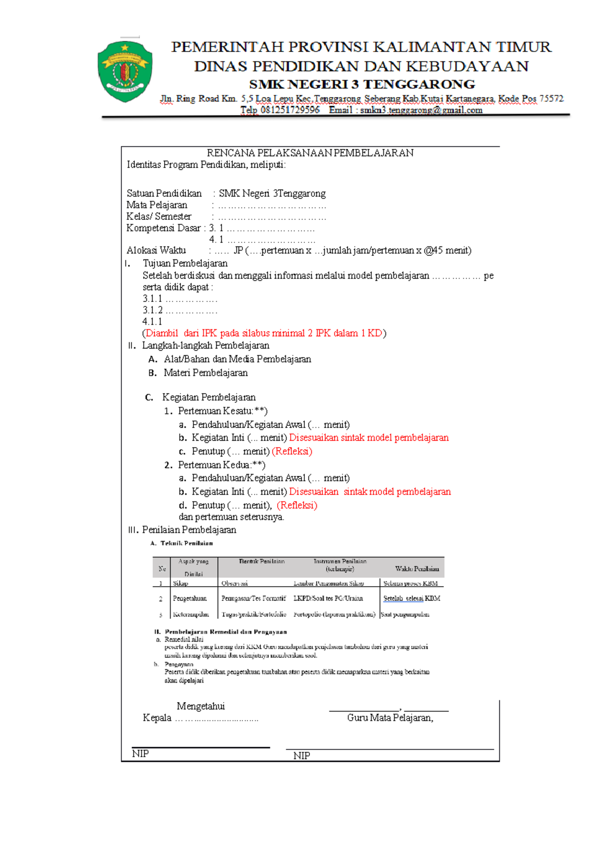 001-3 format rpp k3-revisi - RENCANA PELAKSANAAN PEMBELAJARAN Identitas ...