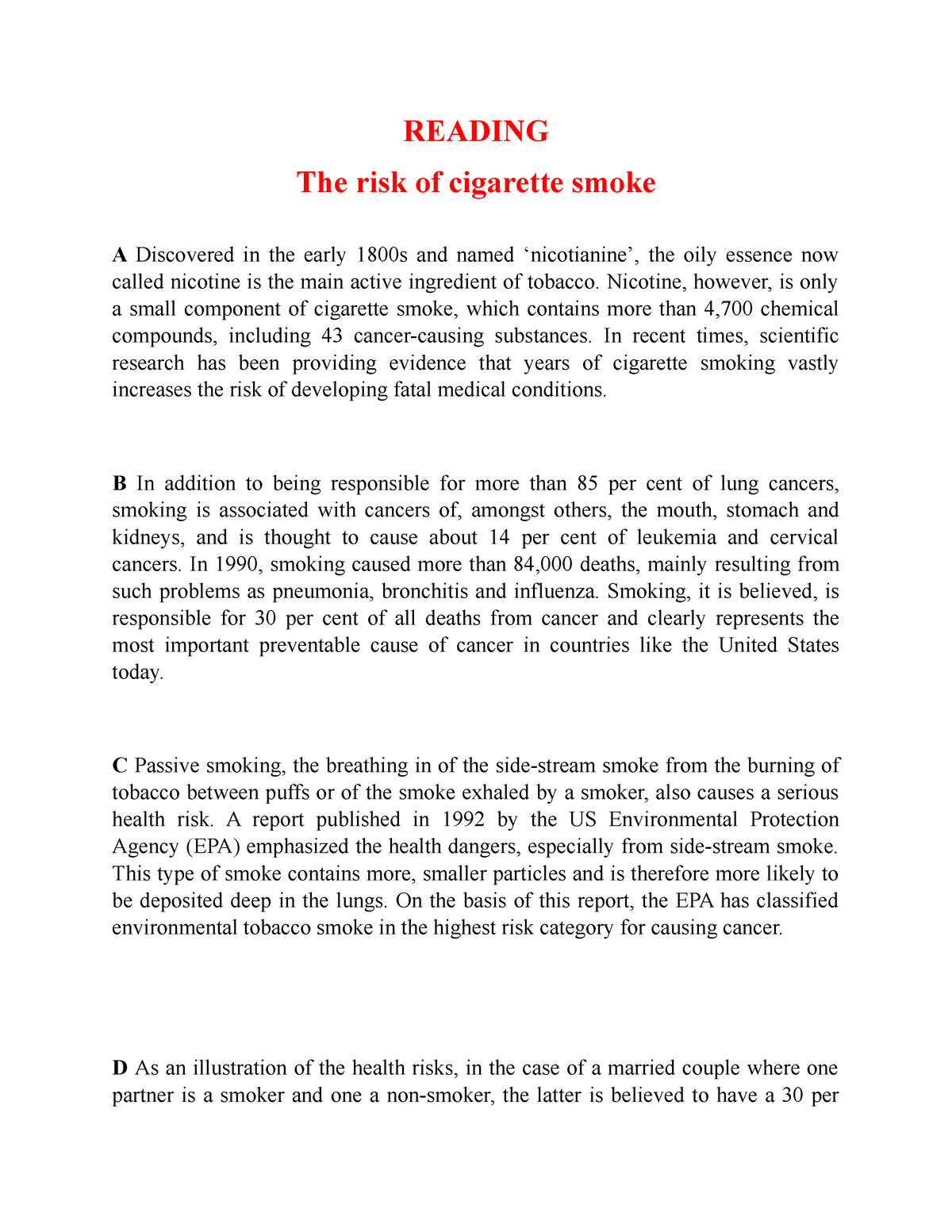 research paper topics on cigarette smoking