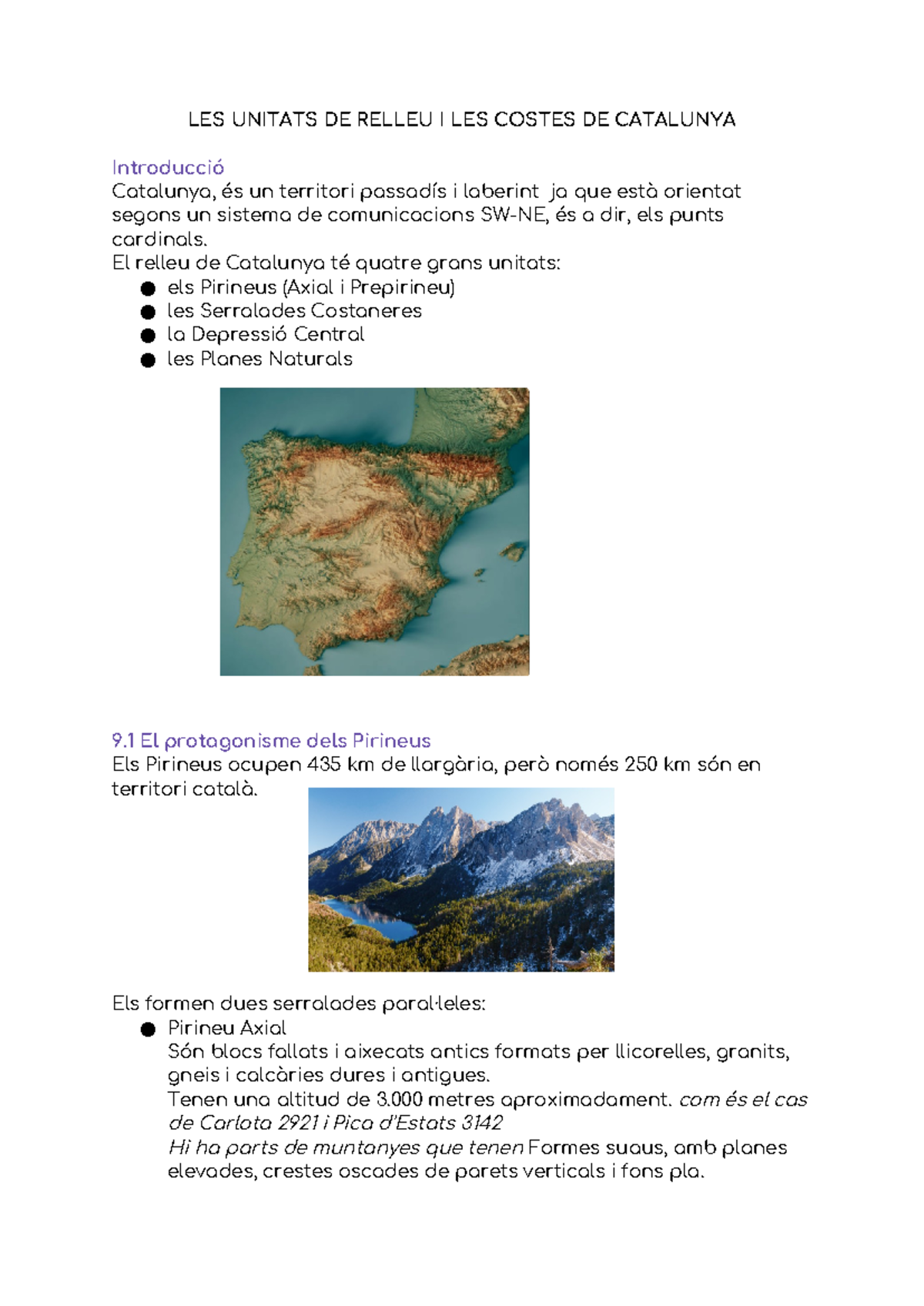 Catalunya relleu - LES UNITATS DE RELLEU I LES COSTES DE CATALUNYA ...