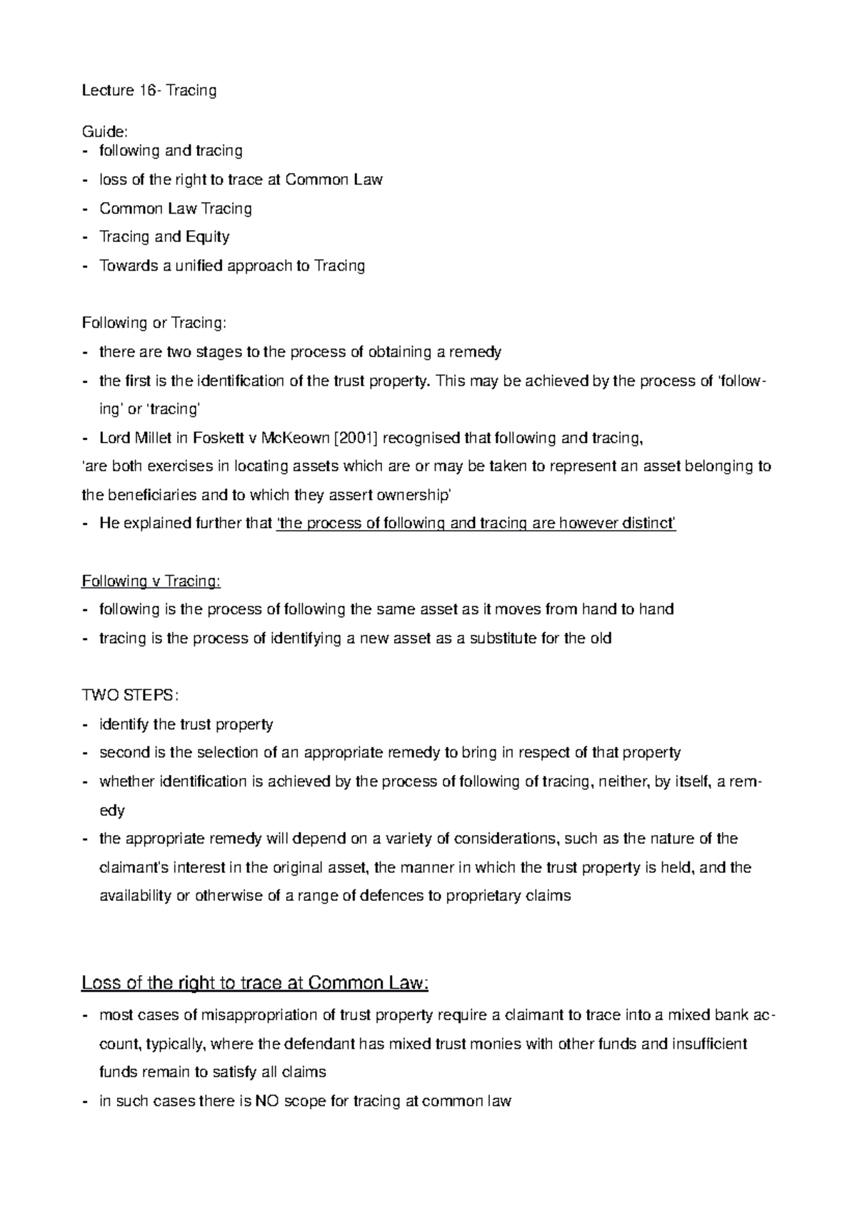 Lecture 16 Definition and explanation of Tracing Lecture 16 Tracing Guide following and