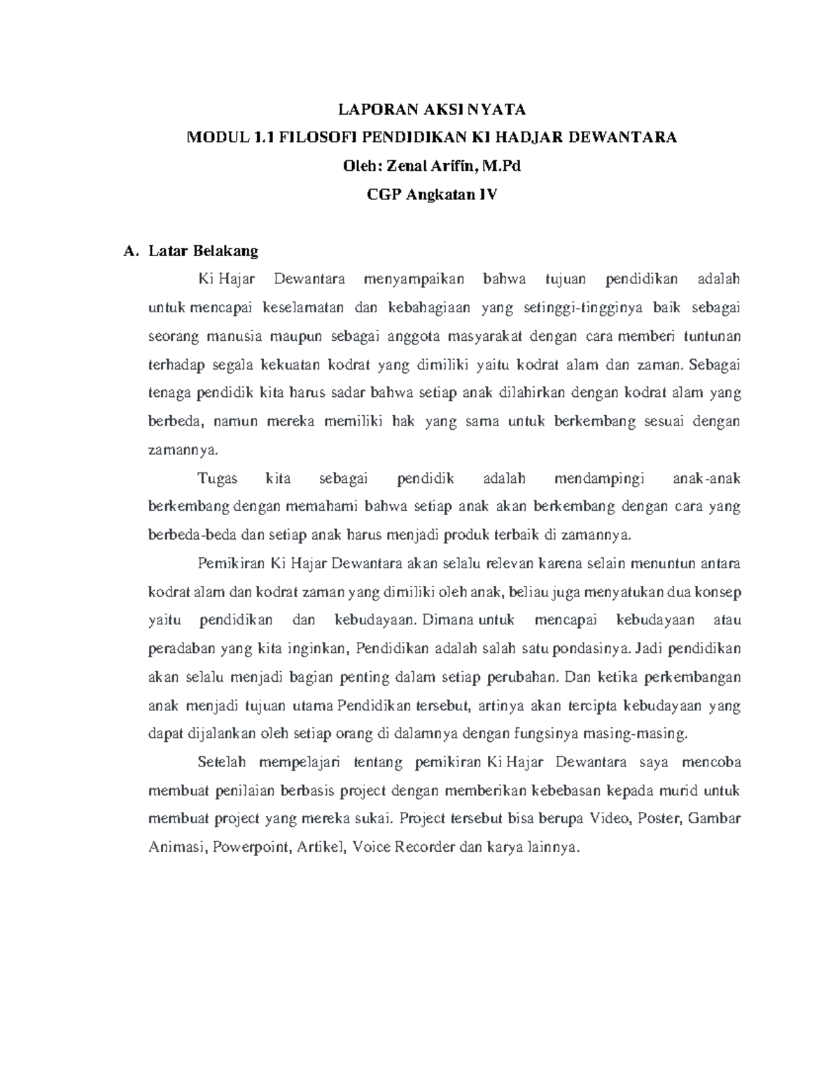 Aksi Nyata Filosofi Tugas Ppg Pra Jabatan Laporan Aksi Nyata Modul