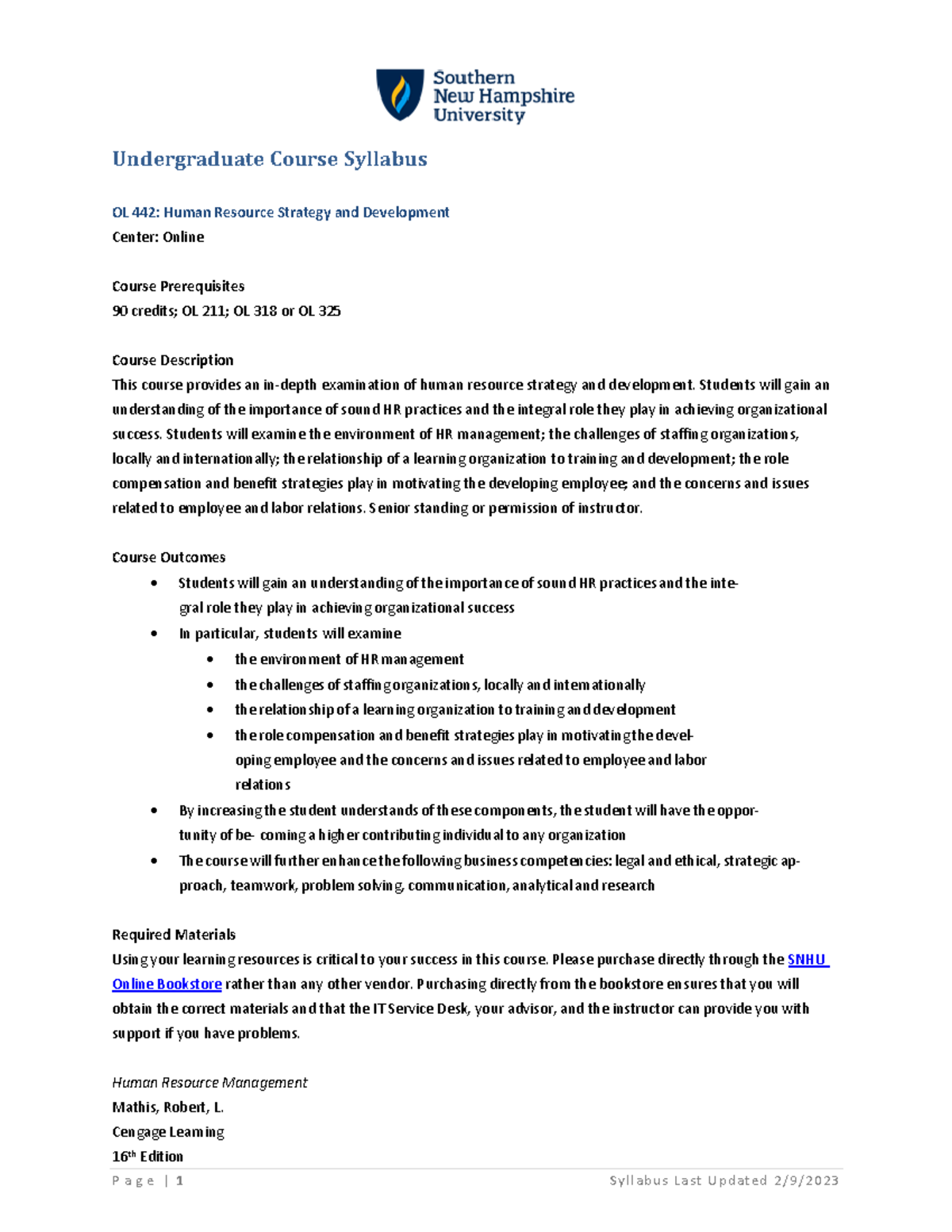 OL 442 Syllabus - Description of what is needed for this course ...