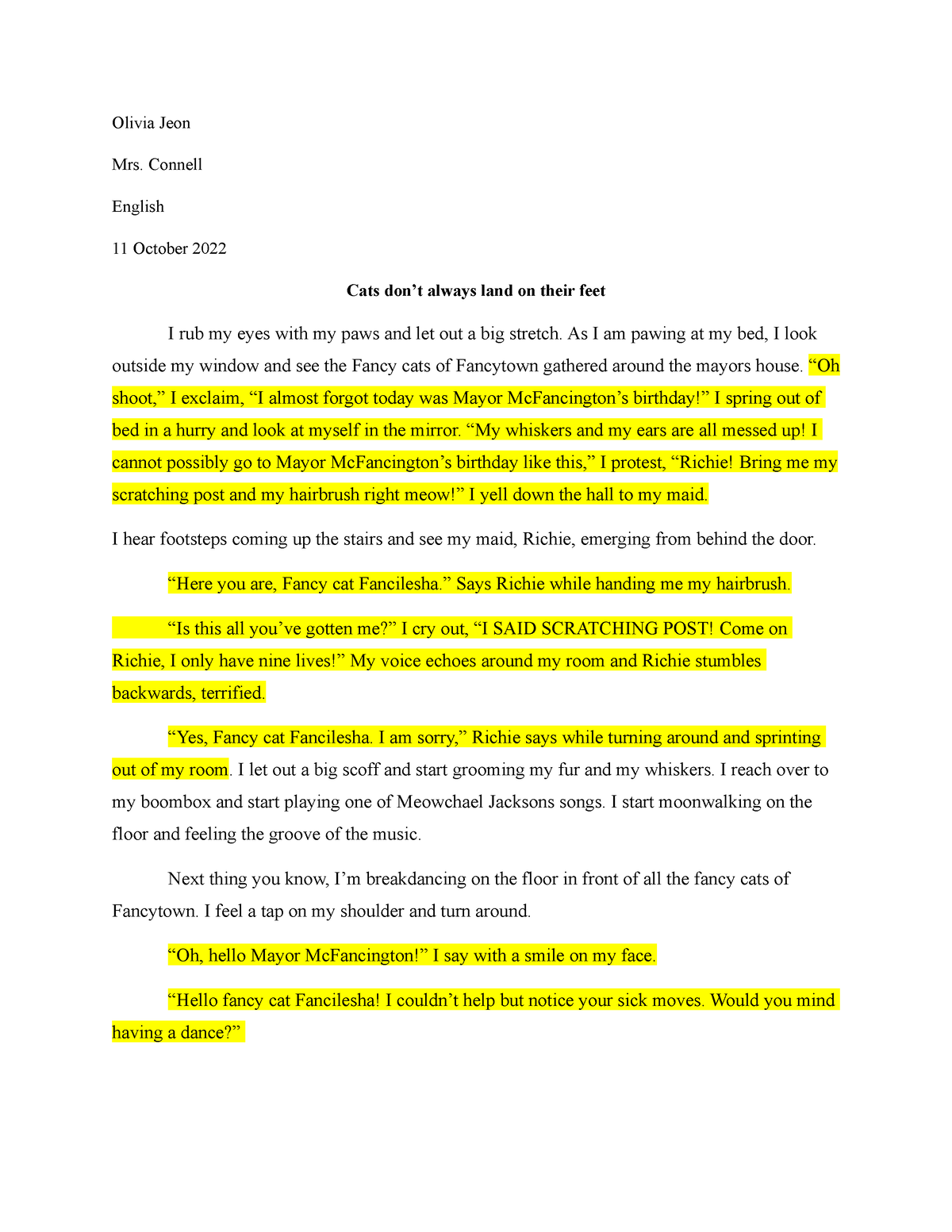 Imaginative Narrative Final Essay - Olivia Jeon Mrs. Connell English 11 ...