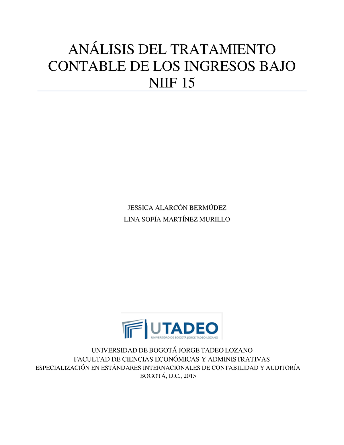 Análisis Del Tratamiento Contable De Los Ingresos Bajo Niif 15 AnÁlisis Del Tratamiento 0076