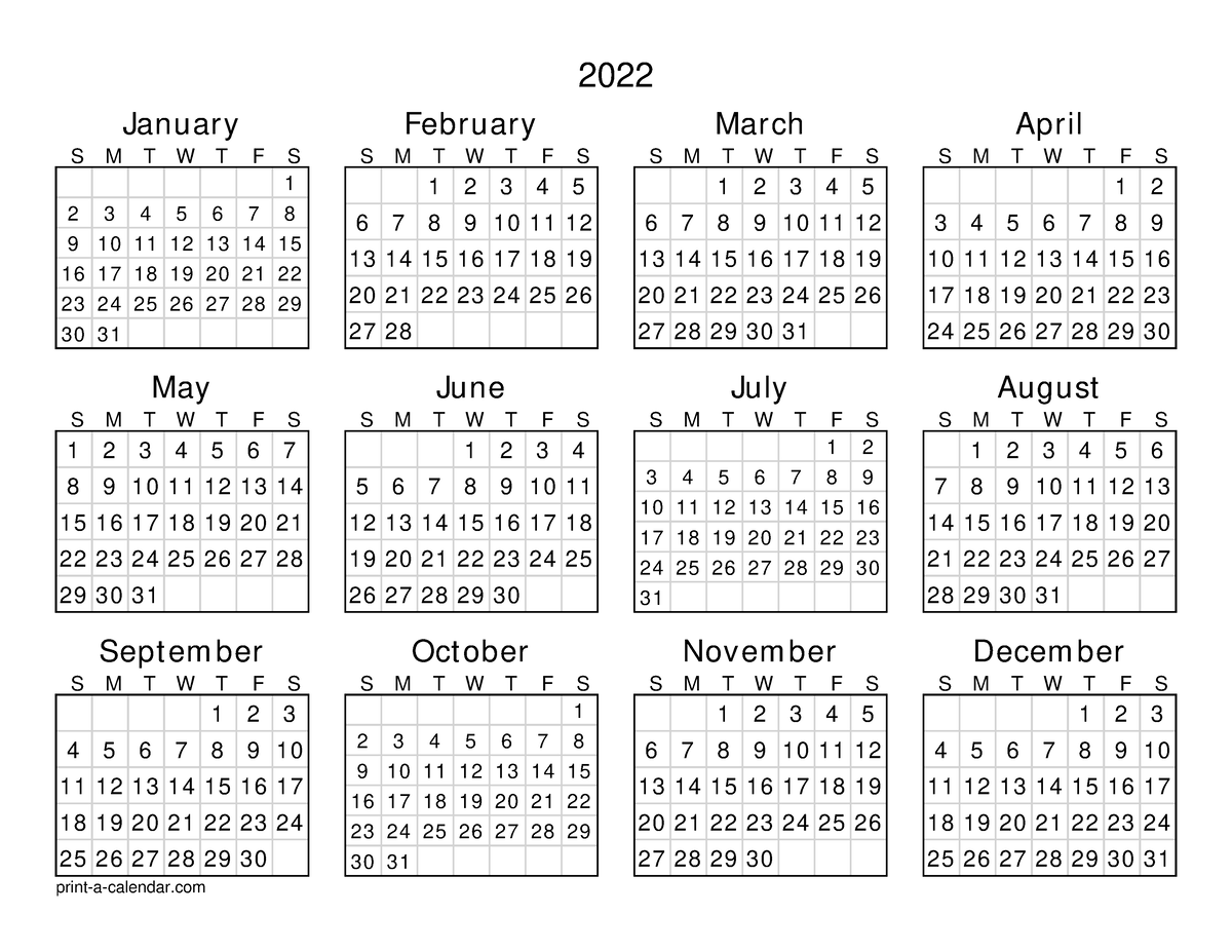 Calendar - ..... - 2022 January S M T W T F S 1 2 3 4 5 6 7 8 9 10 11 ...