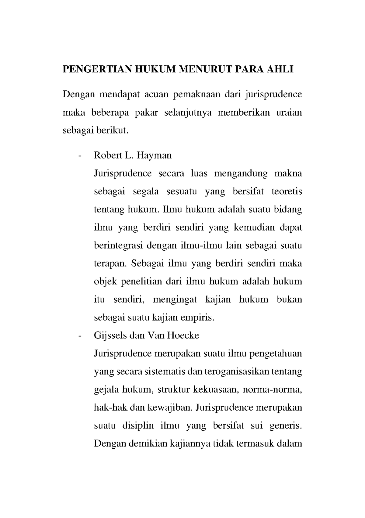 Pengertian Hukum Menurut PARA AHLI - PENGERTIAN HUKUM MENURUT PARA AHLI ...