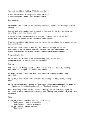 Lua api - minetest - Minetest Lua Modding API Reference More ...