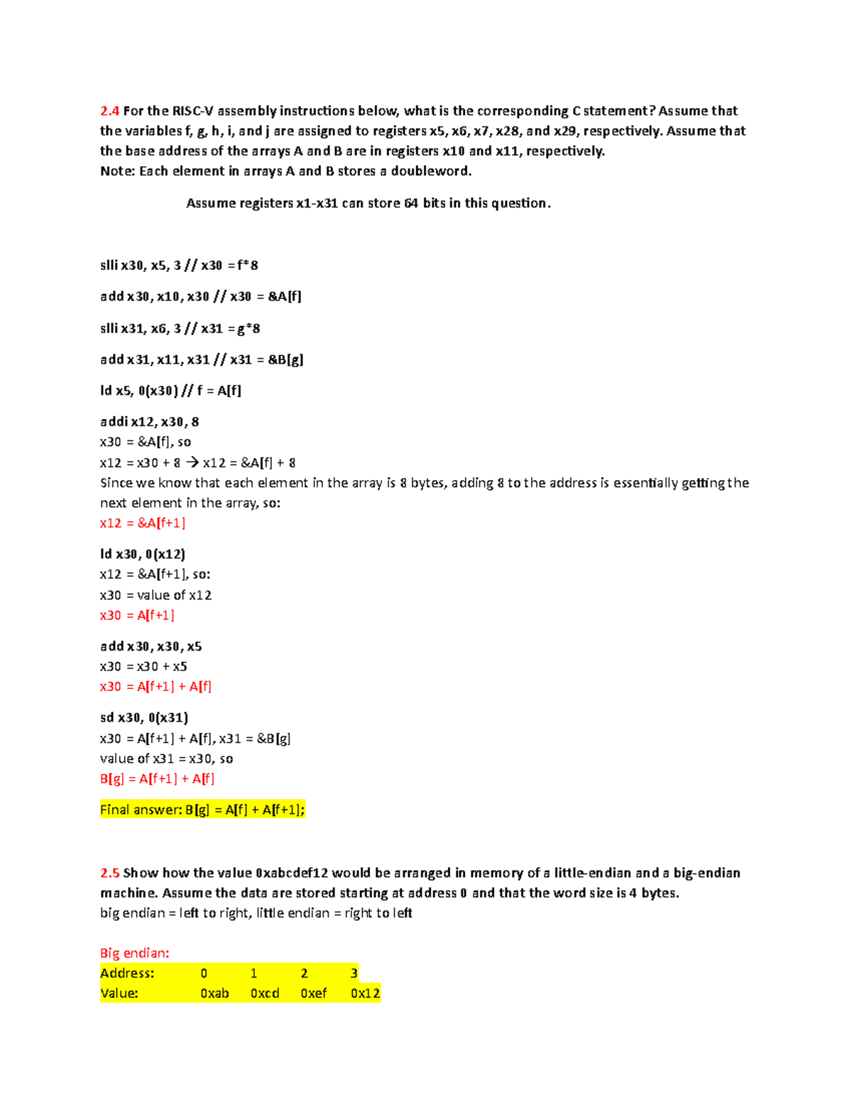 Homework 2: RISC-V - 2 For The RISC-V Assembly Instructions Below, What ...