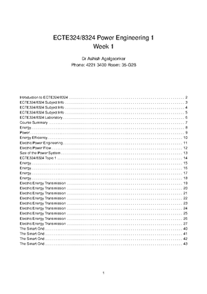 ECTE324 Tutorial Questions Week 2 - ECTE324/8324 Power Engineering 1 ...