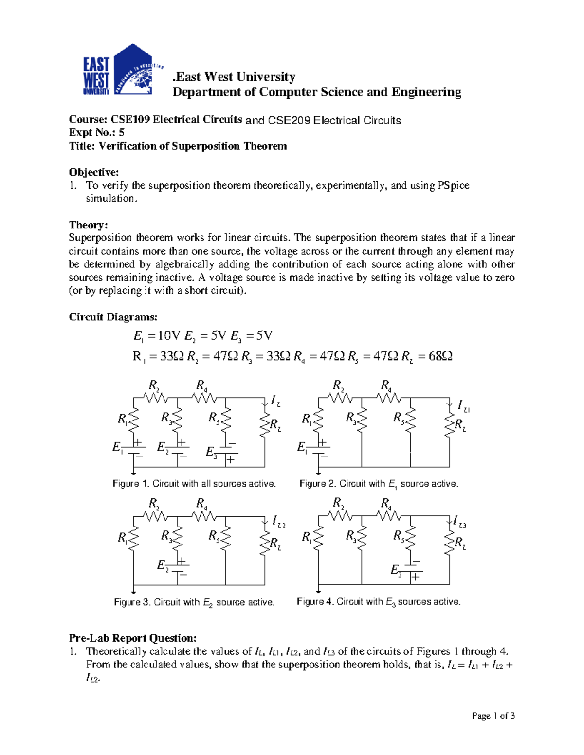 ECKT lab5 - circuit lab sheet - Page 1 of 3 .East West University ...