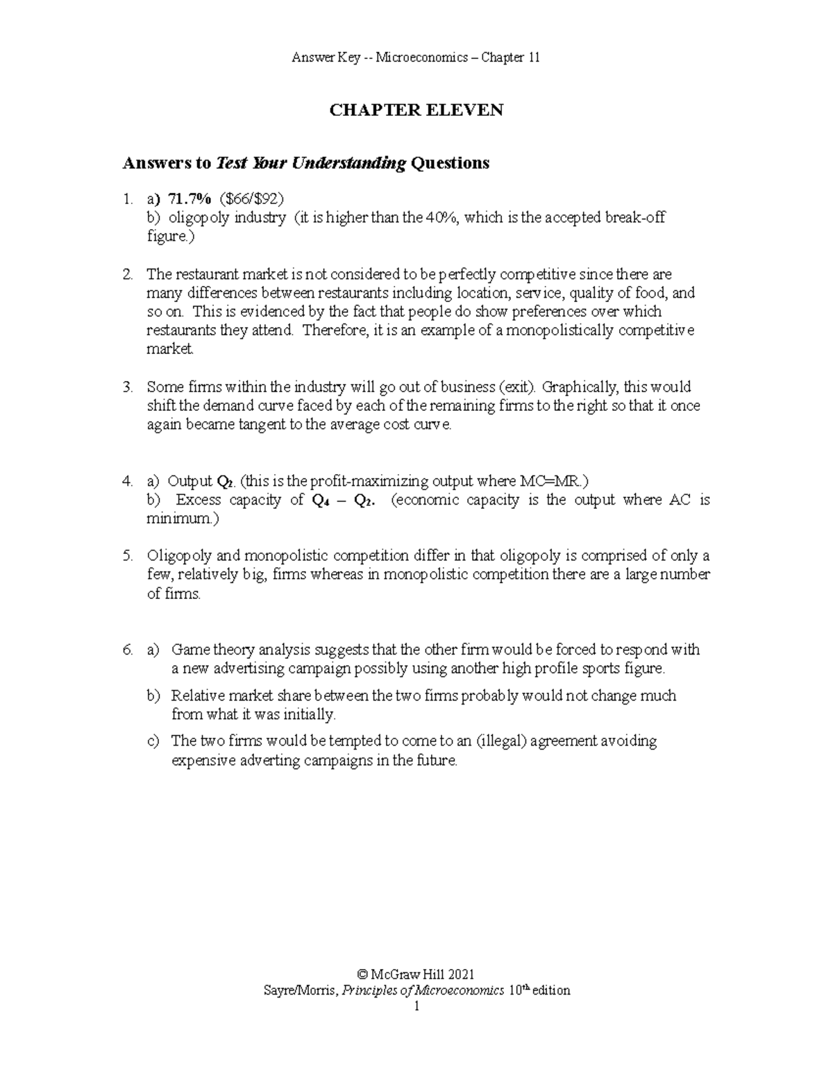 Sayre 10e Micro AK CH11 - practice - CHAPTER ELEVEN Answers to Test ...