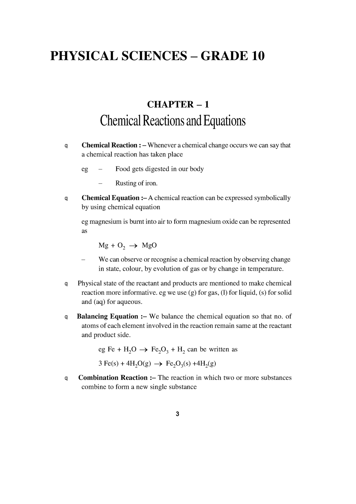 Physical Sciences Grade Notes Physical Sciences Grade Chapter