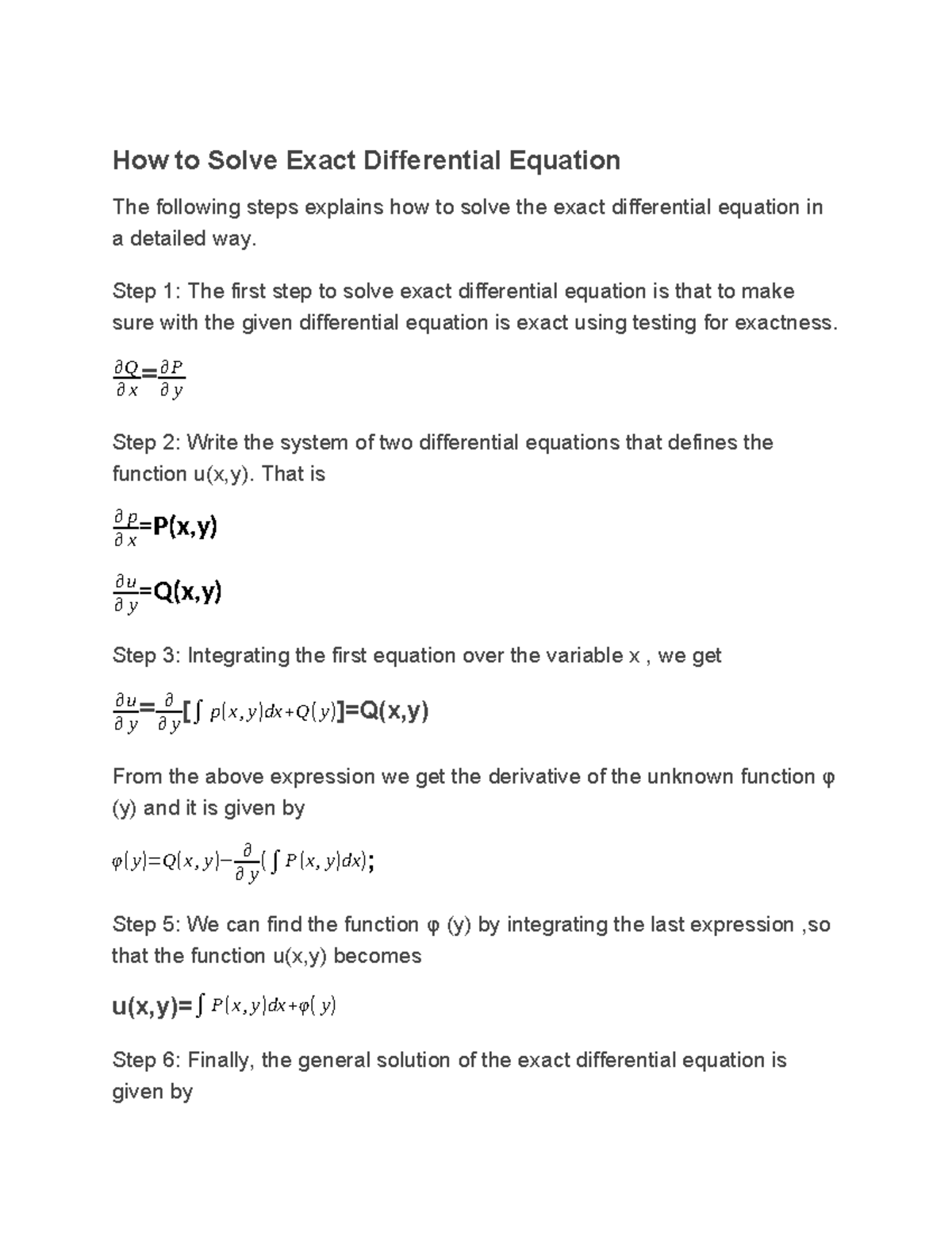 How To Solve Exact Differential Equation By Noman How To Solve Exact