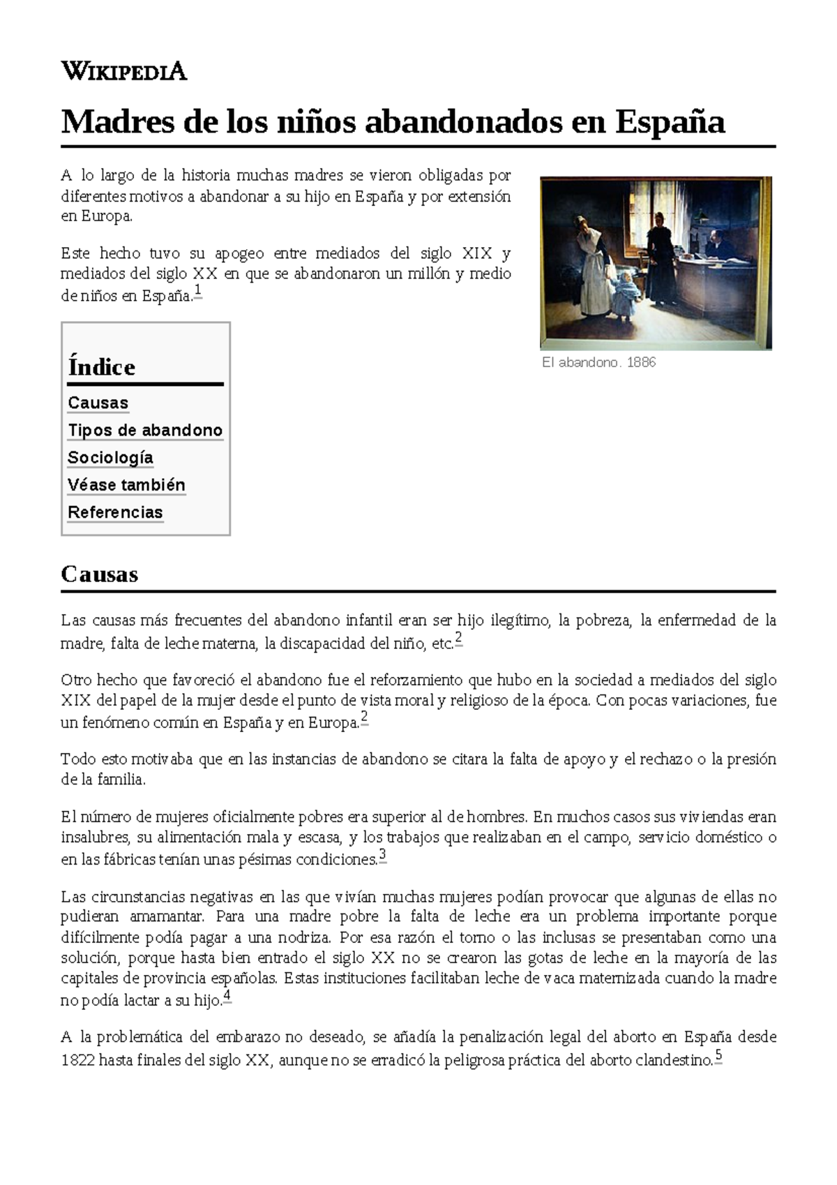 Madres de los niños abandonados en España El abandono. 1886 Madres de