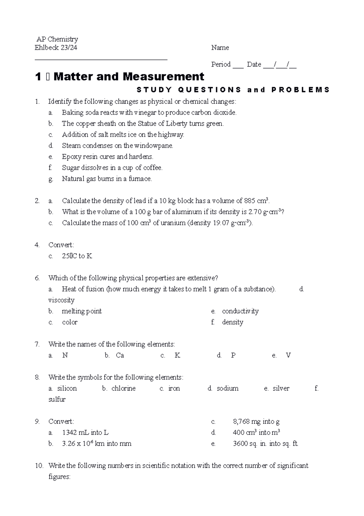 ap chem homework 1 d