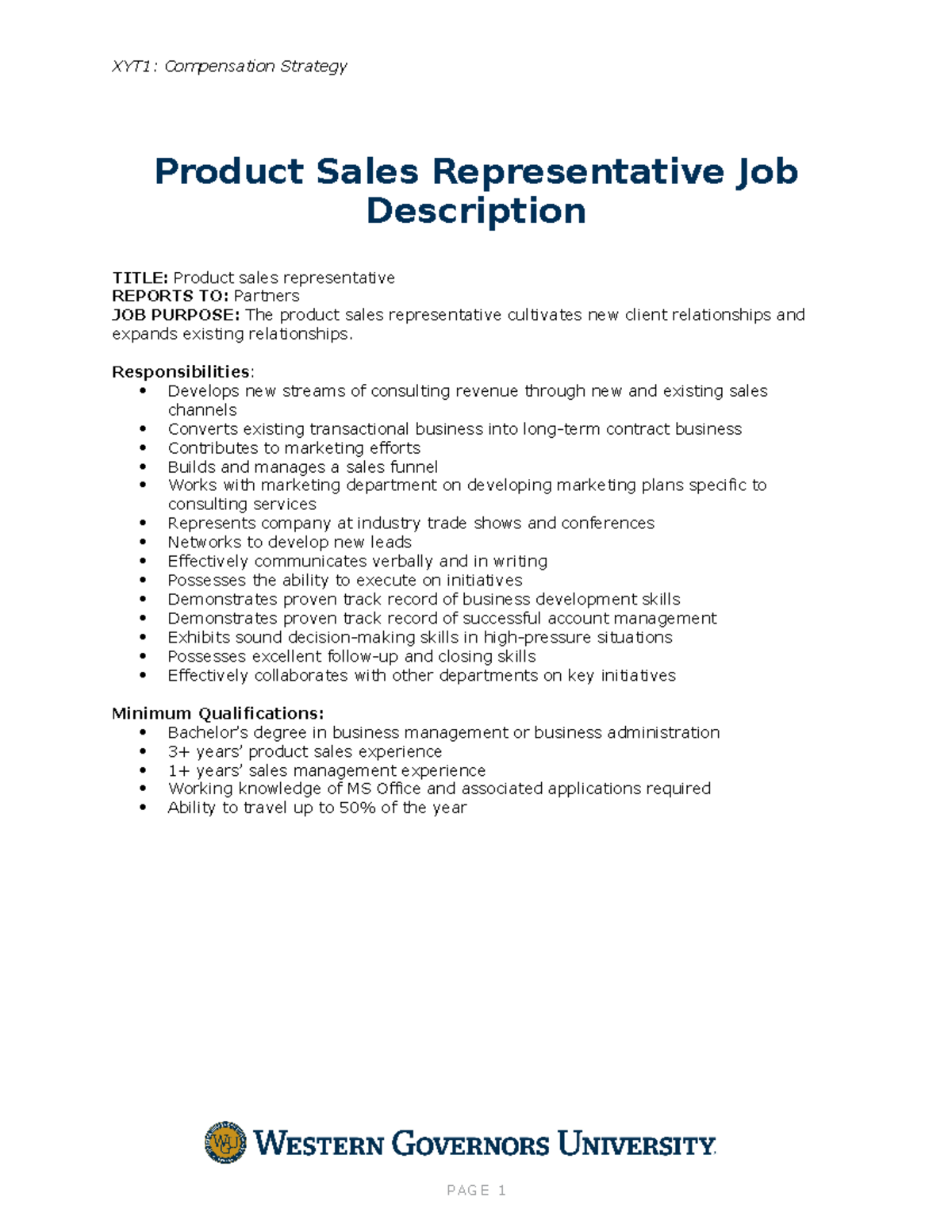 C236 Product Sales Representative Job Description XYT1 Compensation 